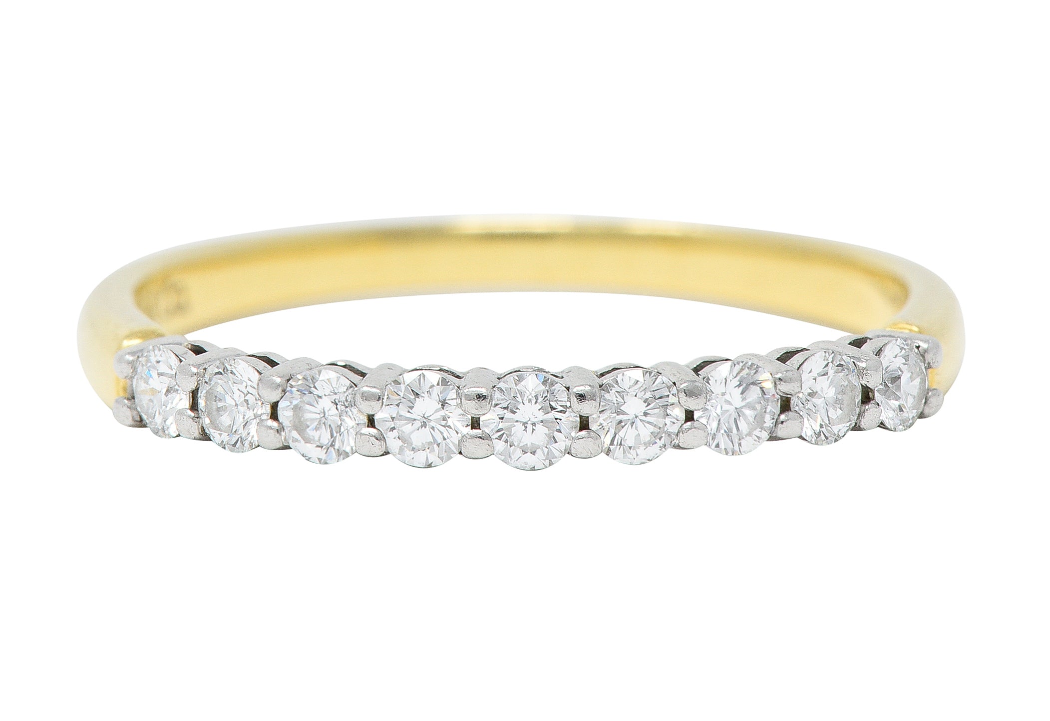 Tiffany & Co. 1990's Diamond Platinum 18 Karat Yellow Gold Vintage Band Ring Wilson's Estate Jewelry