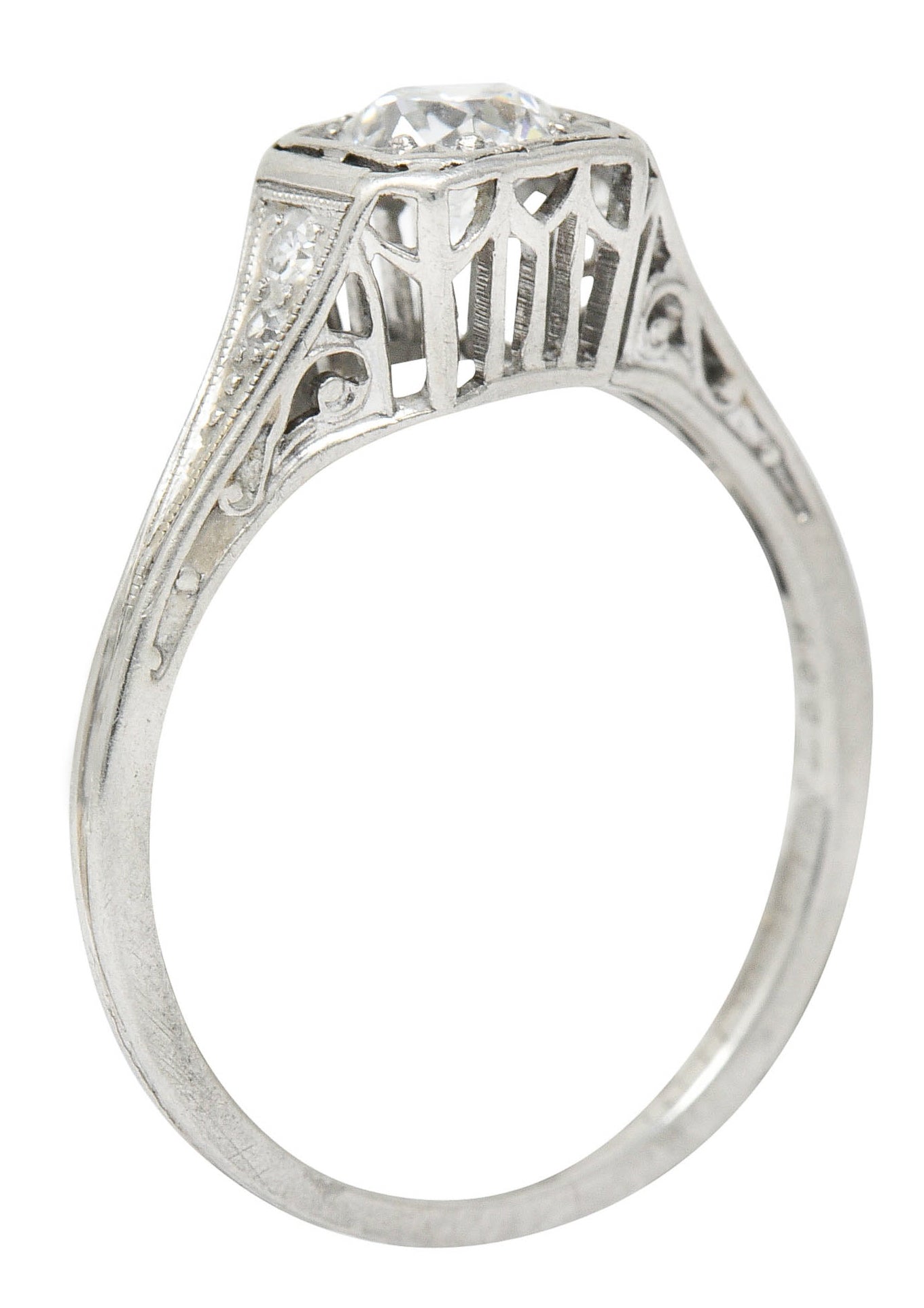 J.E. Caldwell 0.55 CTW Diamond Platinum Engagement Ring Circa 1920Ring - Wilson's Estate Jewelry