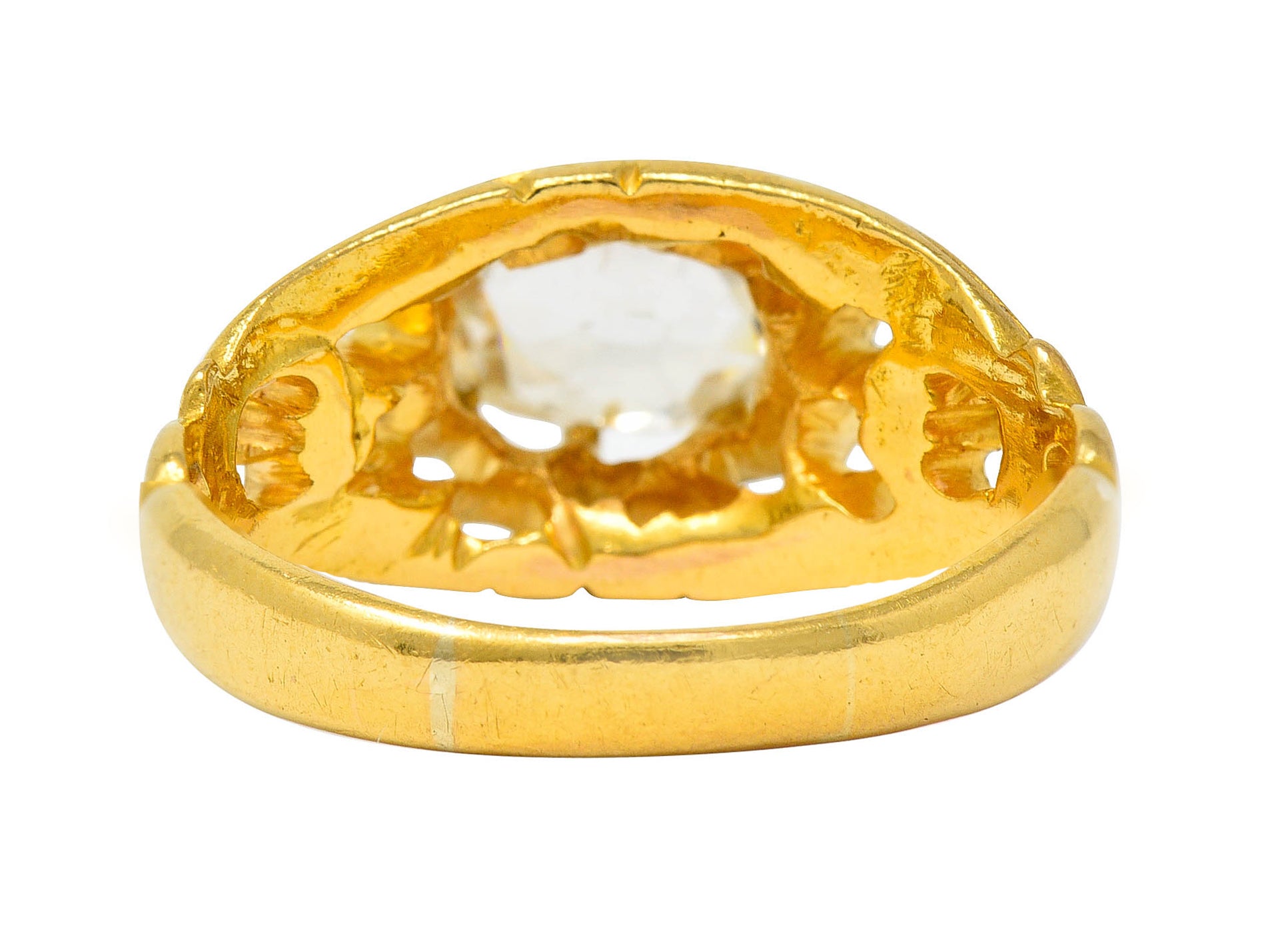 Art Nouveau 0.80 CTW Old Mine Diamond 18 Karat Gold Whiplash RingRing - Wilson's Estate Jewelry