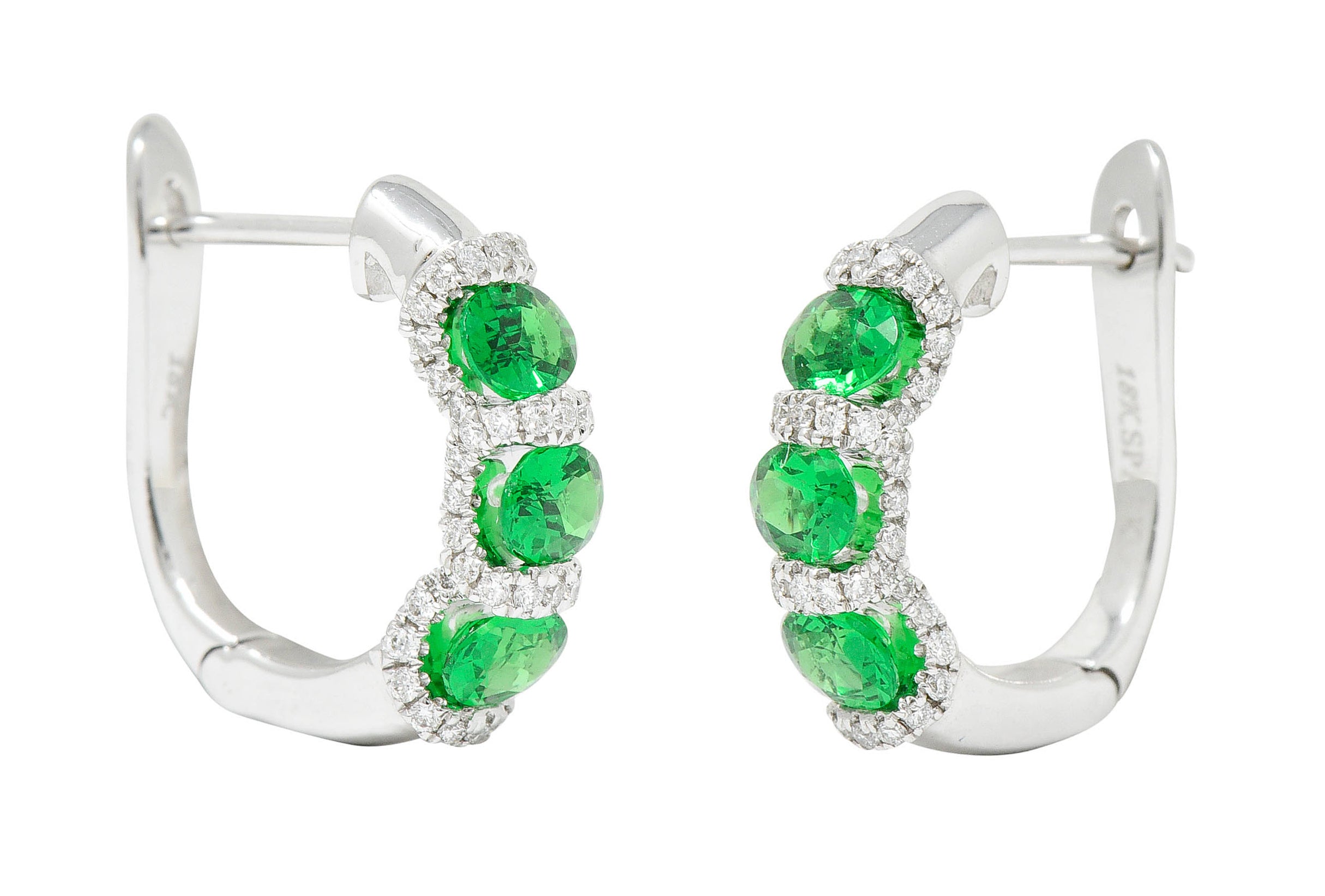 Spark Tsavorite Diamond 18 Karat White Gold Huggie EarringsEarrings - Wilson's Estate Jewelry