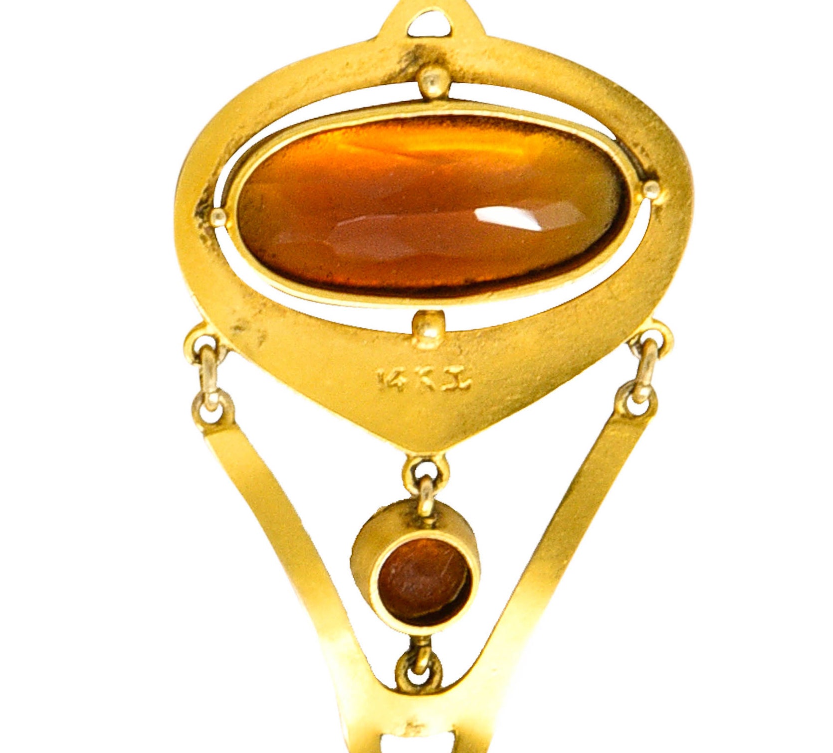 Krementz Art Nouveau Citrine Pearl 14 Karat Gold Pendant NecklaceNecklace - Wilson's Estate Jewelry