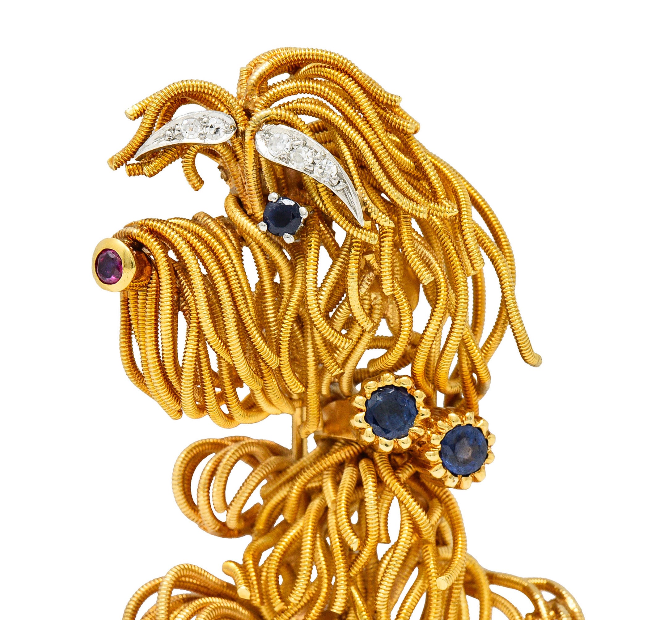 1960's Vintage Sapphire Ruby Diamond 18 Karat Gold Maltese Dog BroochBrooch - Wilson's Estate Jewelry