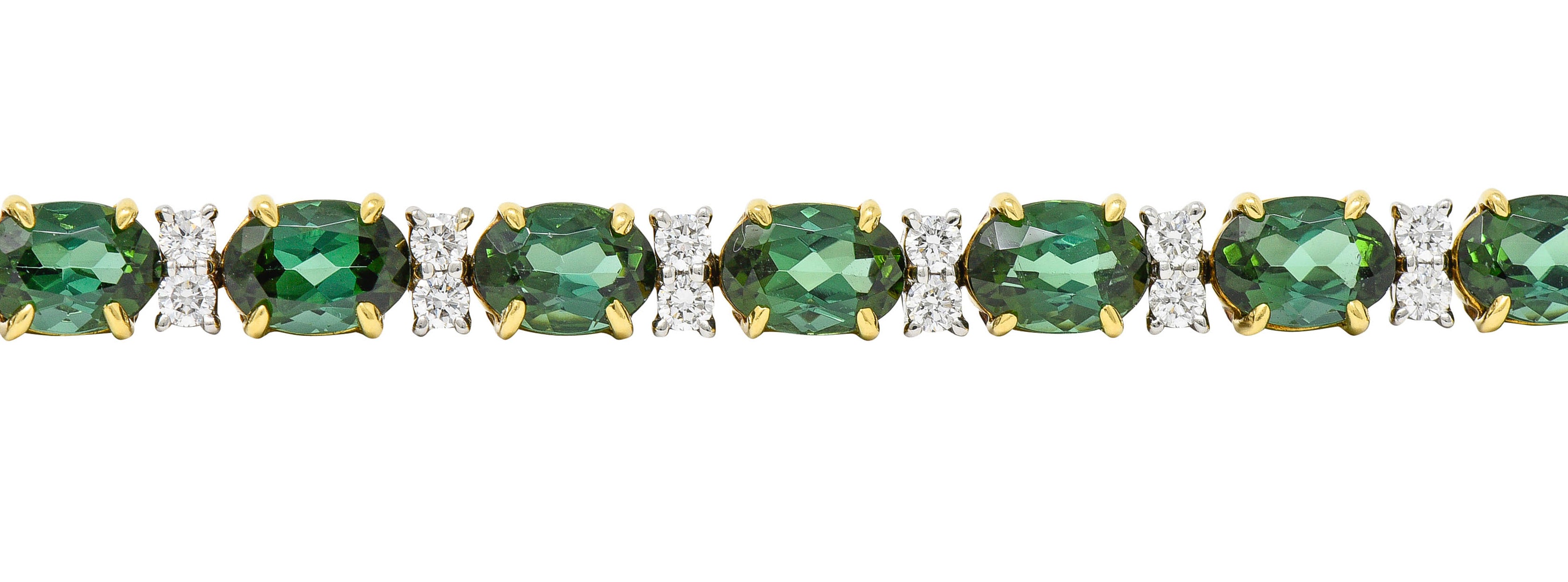 1980's Tiffany & Co. Diamond Tourmaline Platinum 18 Karat Gold Tennis Braceletbracelet - Wilson's Estate Jewelry