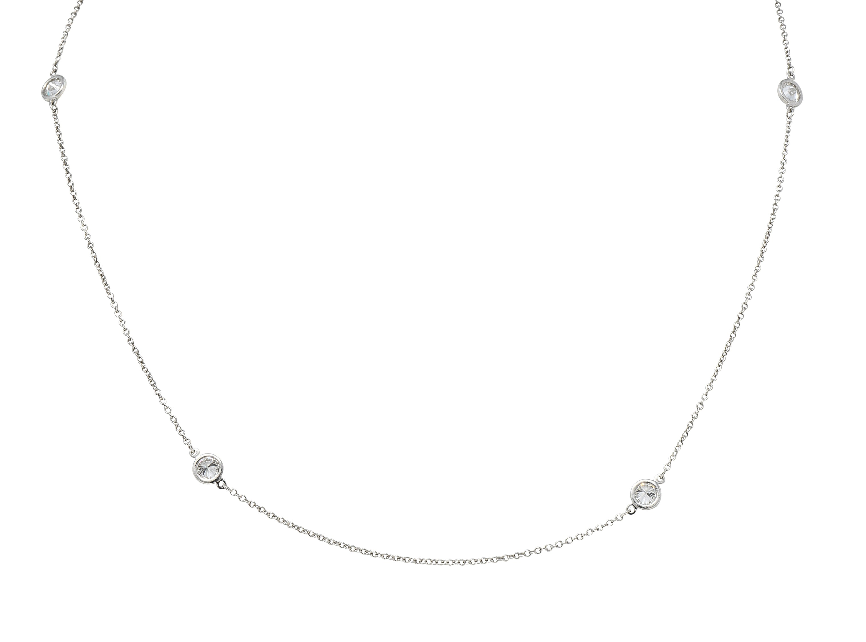 Elsa Peretti Tiffany & Co. 1.00 CTW Diamond Platinum Diamonds By The Yard Vintage Station Necklace Wilson's Estate Jewelry