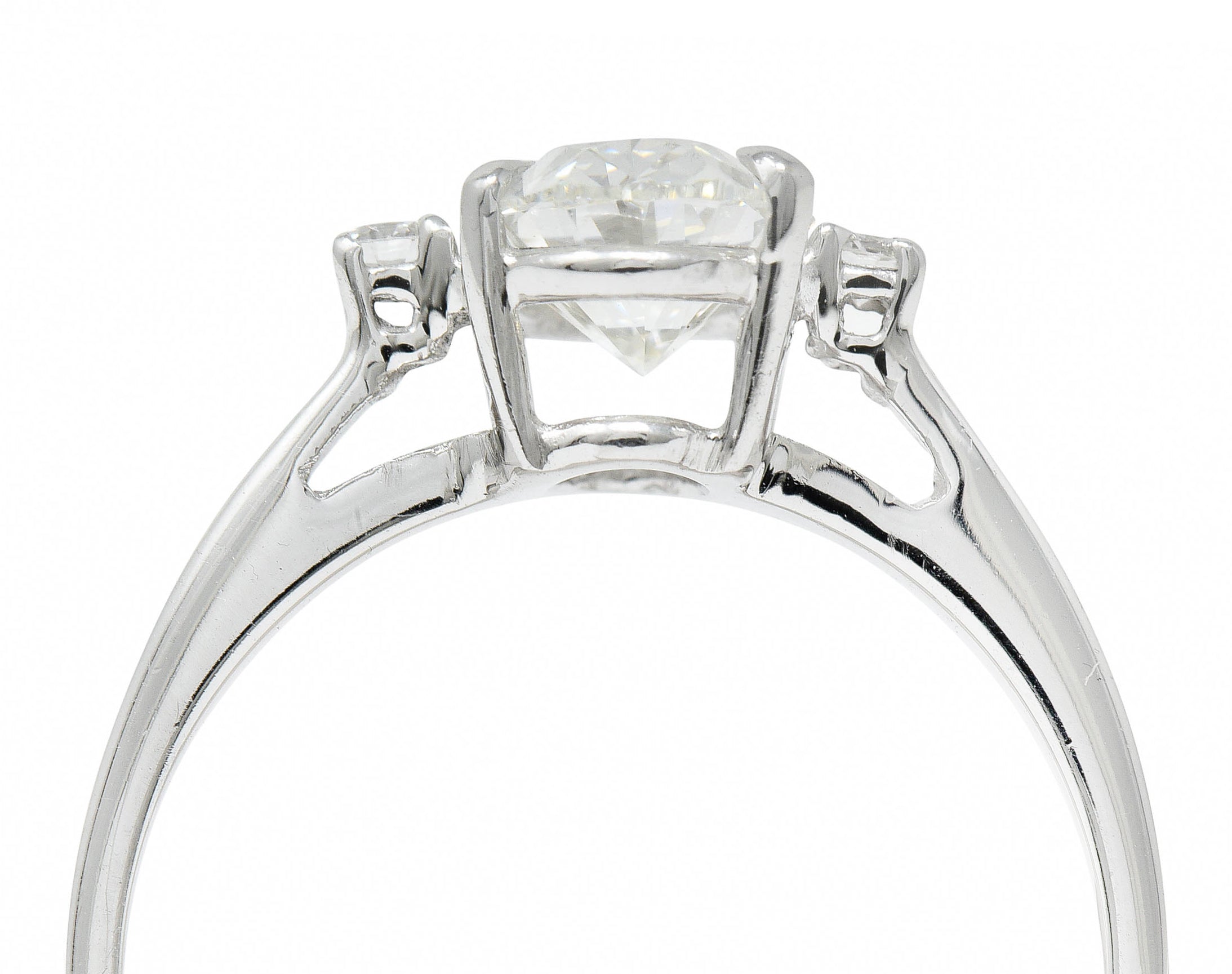 Contemporary 1.28 CTW Oval Diamond 14 Karat White Gold Engagement RingRing - Wilson's Estate Jewelry