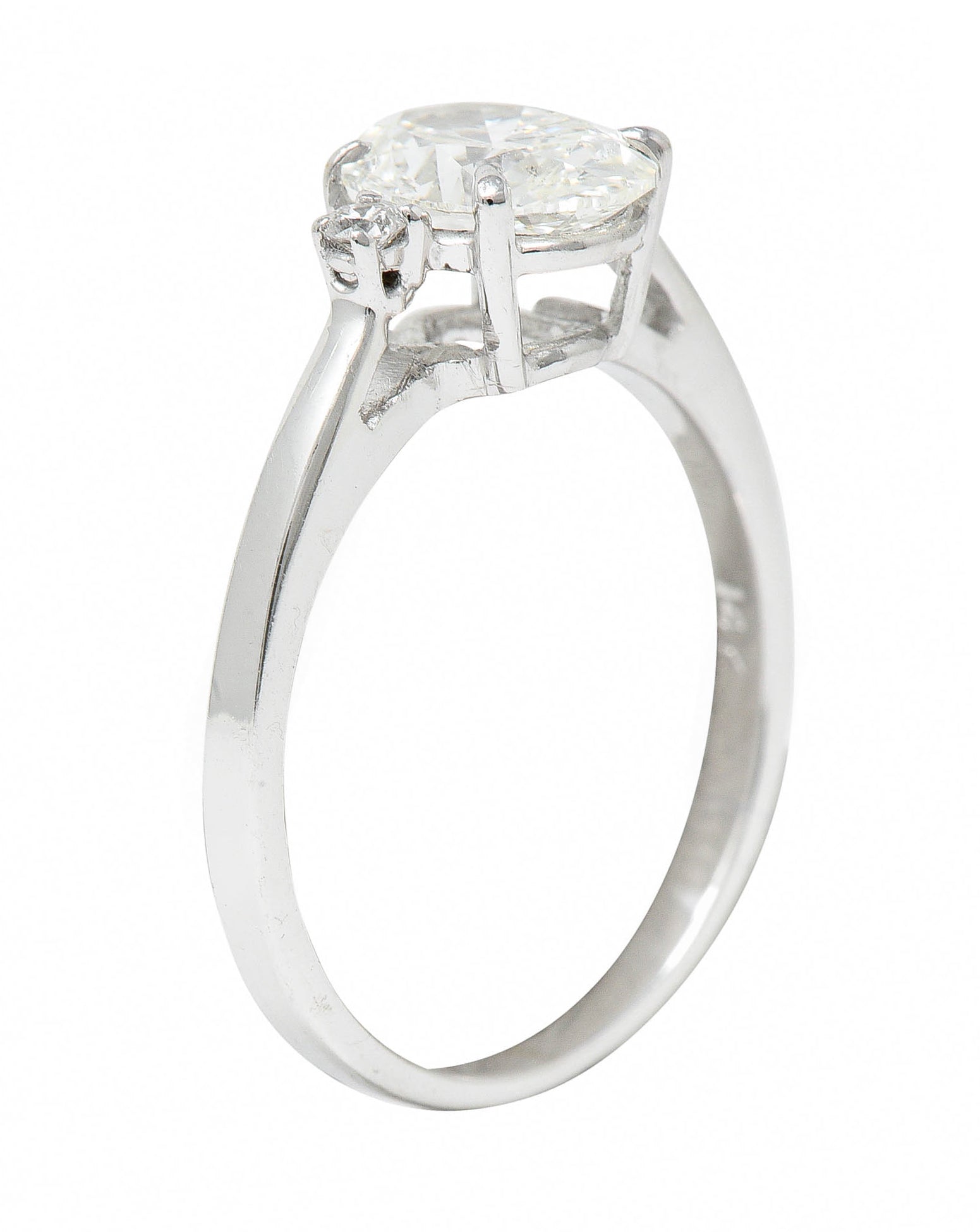 Contemporary 1.28 CTW Oval Diamond 14 Karat White Gold Engagement RingRing - Wilson's Estate Jewelry