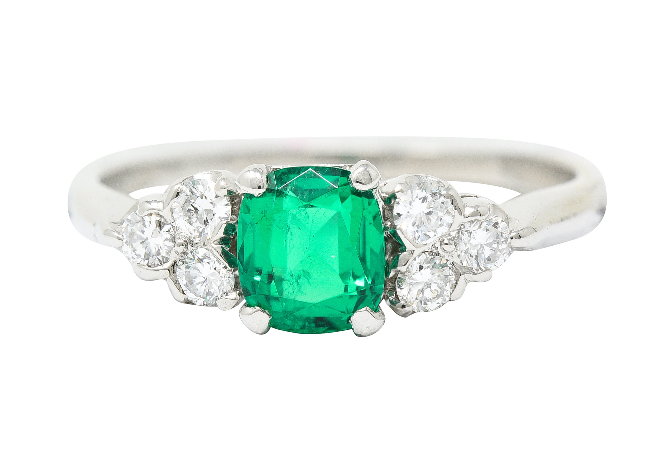 1950's Shreve Crump & Low 0.83 CTW Emerald Diamond Platinum RingRing - Wilson's Estate Jewelry