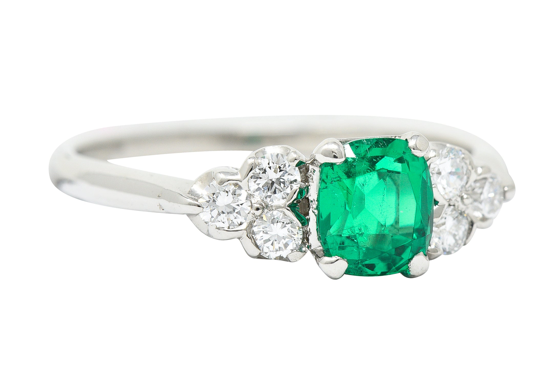 1950's Shreve Crump & Low 0.83 CTW Emerald Diamond Platinum RingRing - Wilson's Estate Jewelry