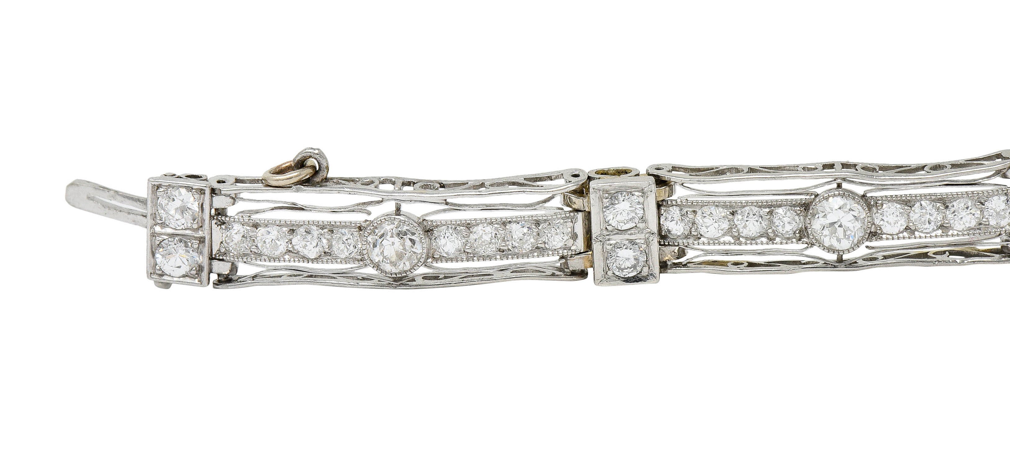 1930's Art Deco 3.82 CTW Diamond Platinum Scrolled Link Braceletbracelet - Wilson's Estate Jewelry