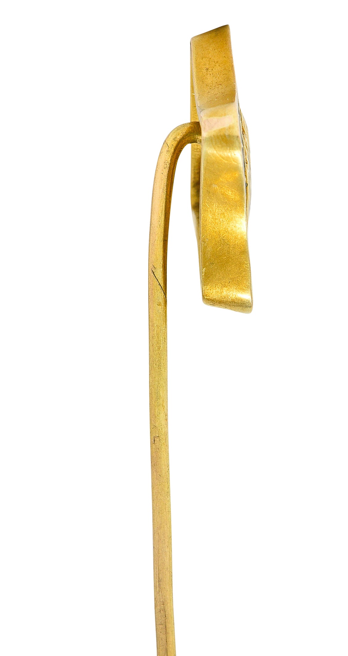 Art Nouveau Diamond Plique-A-Jour Enamel 18 Karat Yellow Gold Gibson Girl Stickpin Wilson's Antique & Estate Jewelry