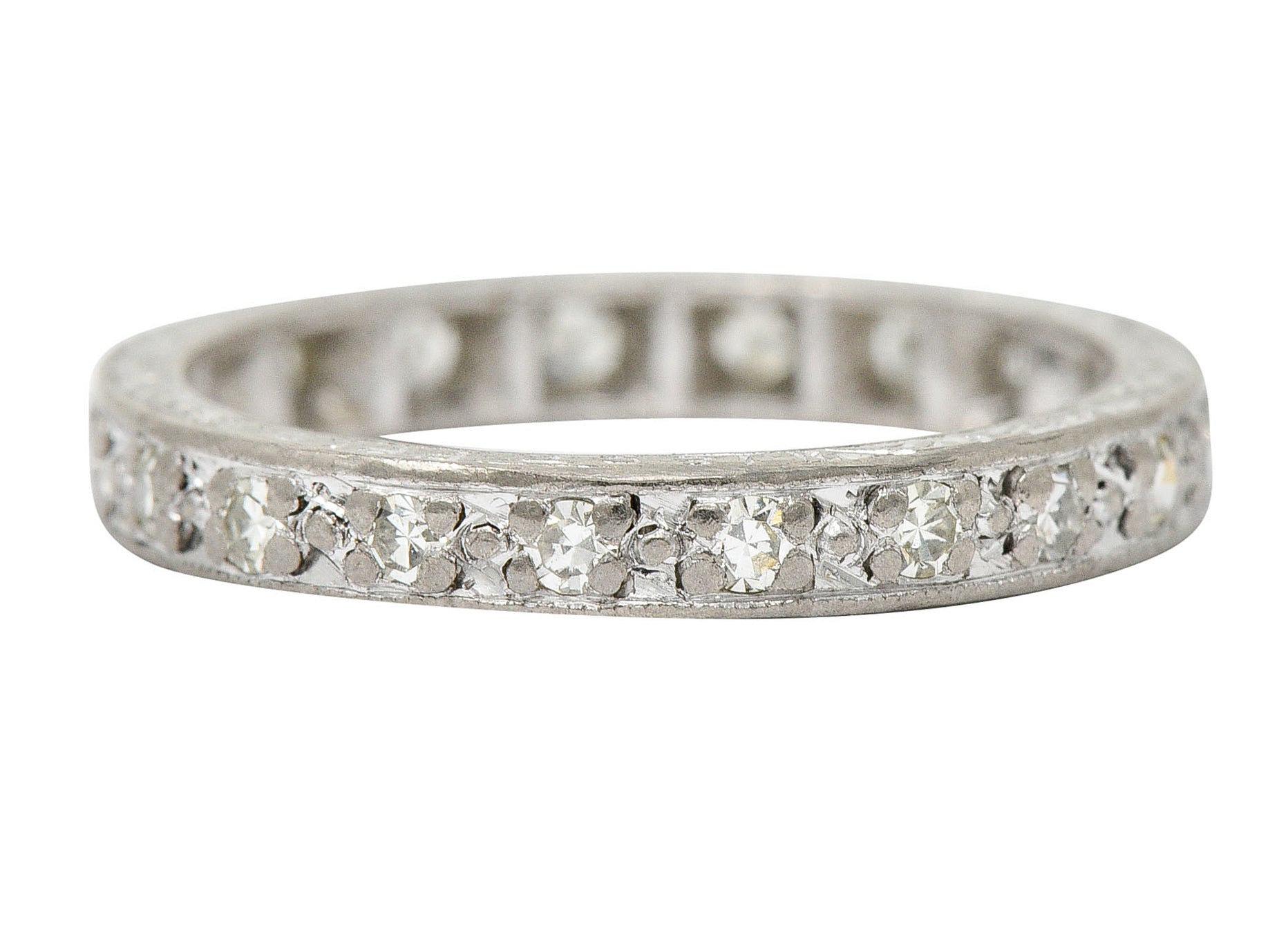 1930's Art Deco 0.45 CTW Single Cut Diamond 18 Karat White Gold Eternity Band RingRing - Wilson's Estate Jewelry