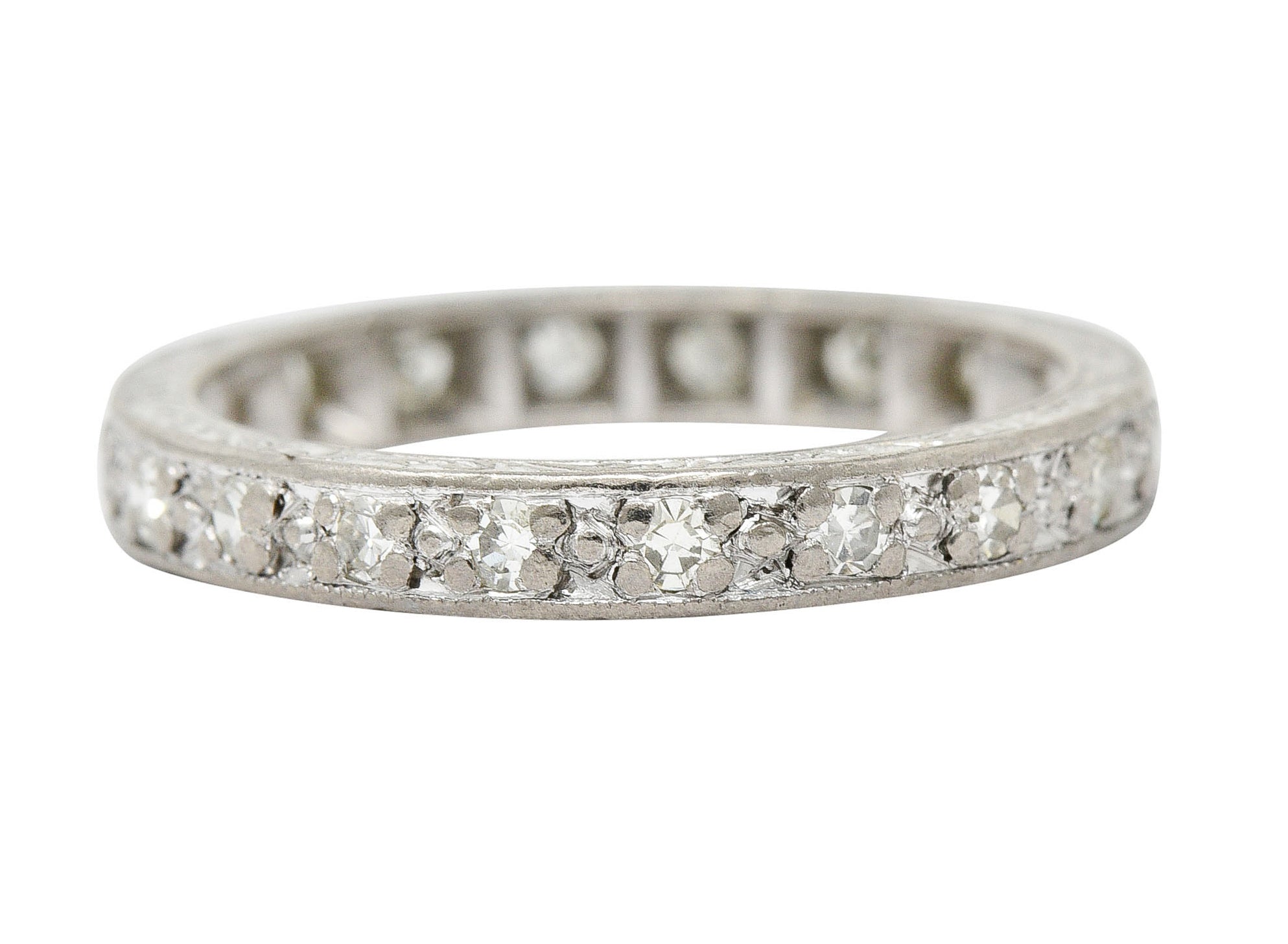 1930's Art Deco 0.45 CTW Single Cut Diamond 18 Karat White Gold Eternity Band RingRing - Wilson's Estate Jewelry