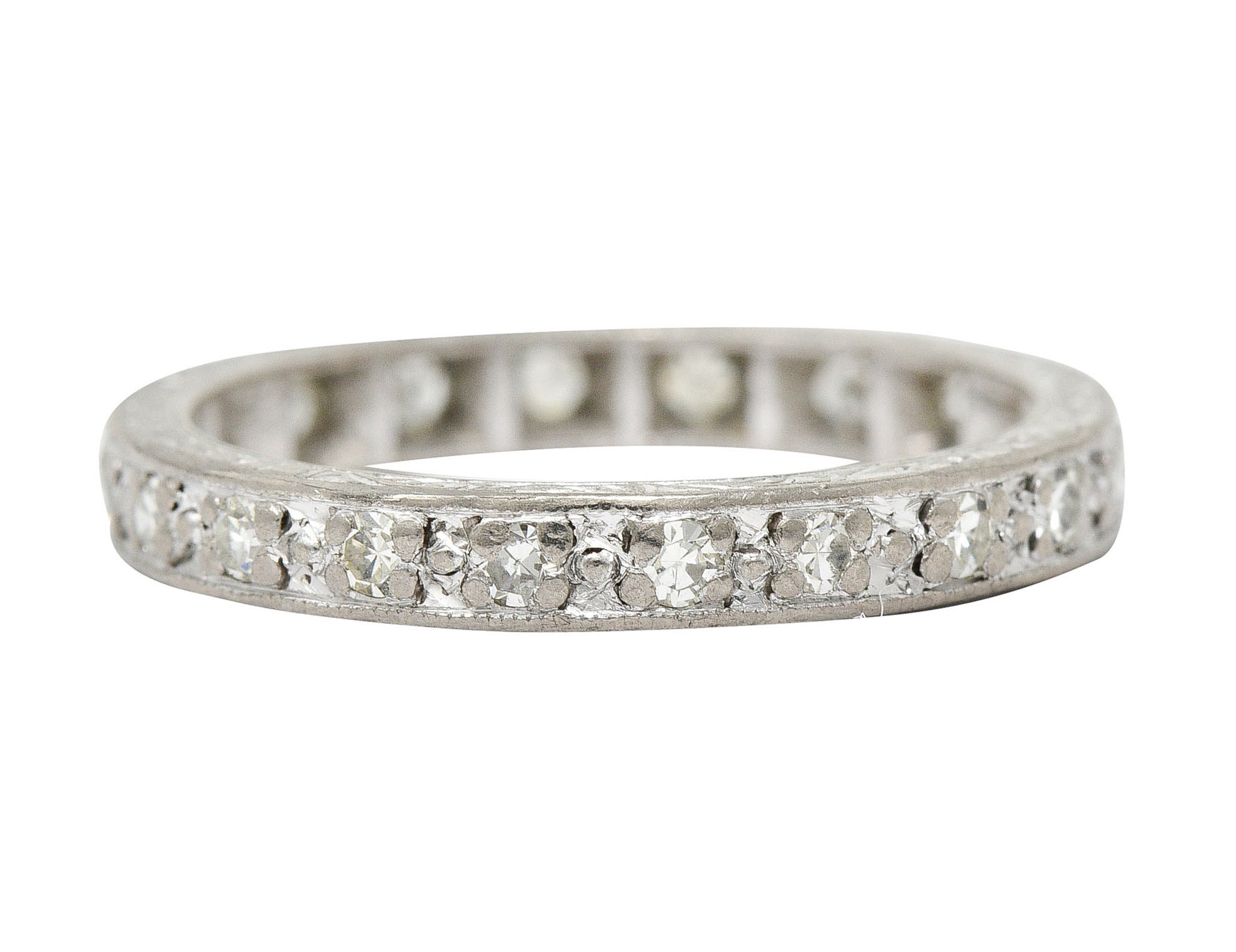 1930's Art Deco 0.45 CTW Single Cut Diamond 18 Karat White Gold Eternity Band RingRing - Wilson's Estate Jewelry