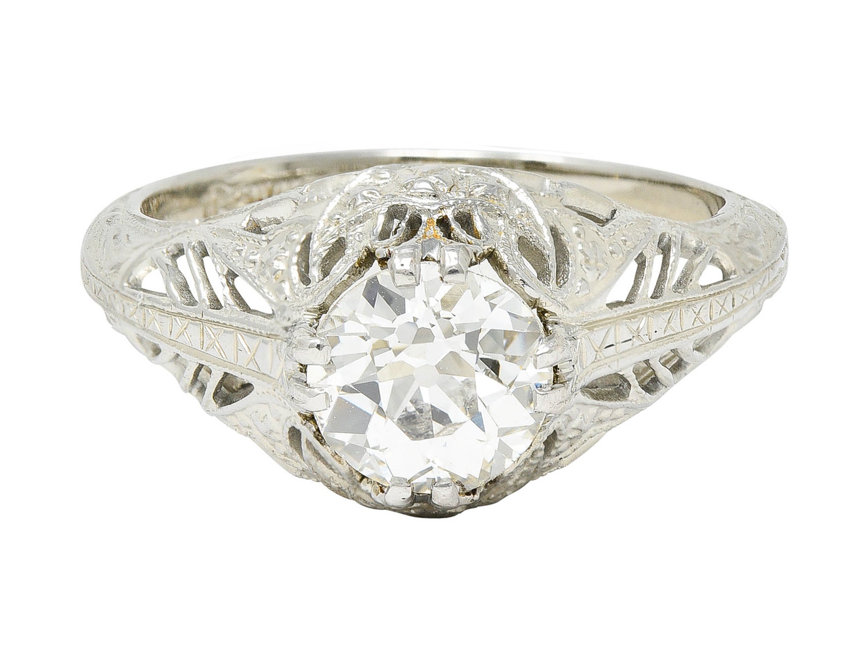 Art Deco 1.02 CTW Diamond 18 Karat White Gold Engagement RingRing - Wilson's Estate Jewelry