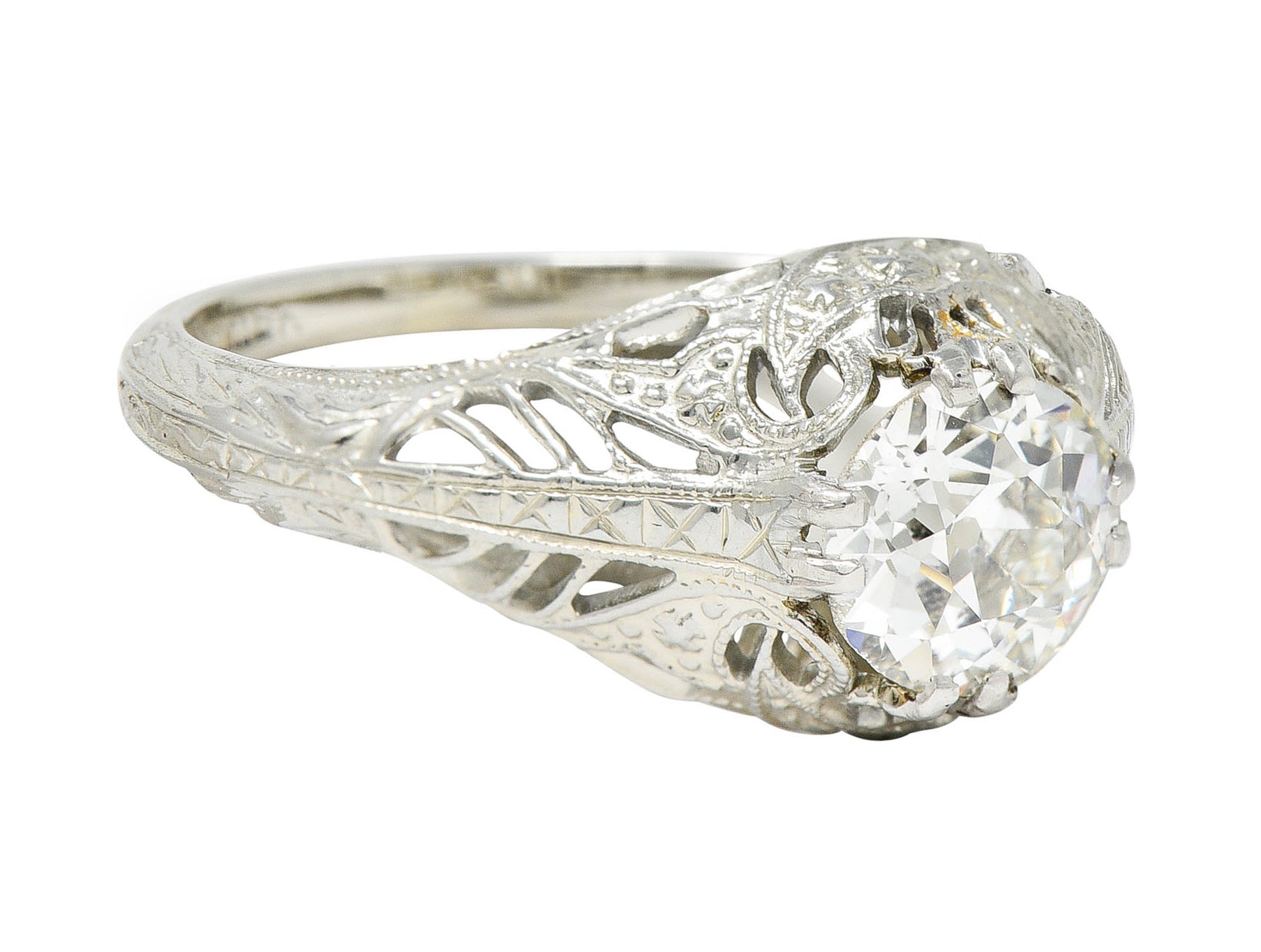 Art Deco 1.02 CTW Diamond 18 Karat White Gold Engagement RingRing - Wilson's Estate Jewelry