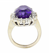 Vintage Amethyst Diamond 14 Karat White Gold Cluster RingRing - Wilson's Estate Jewelry