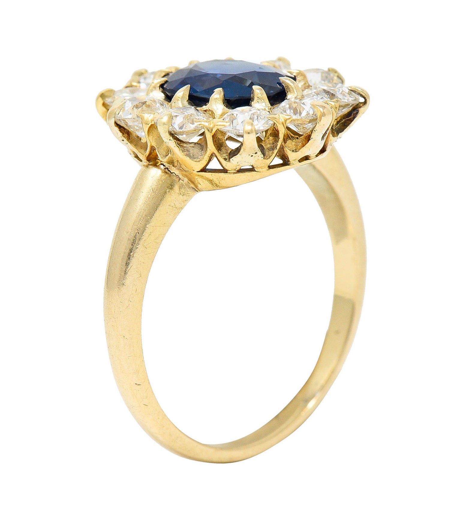 Victorian 2.15 CTW Sapphire Diamond 14 Karat Gold Cluster RingRing - Wilson's Estate Jewelry