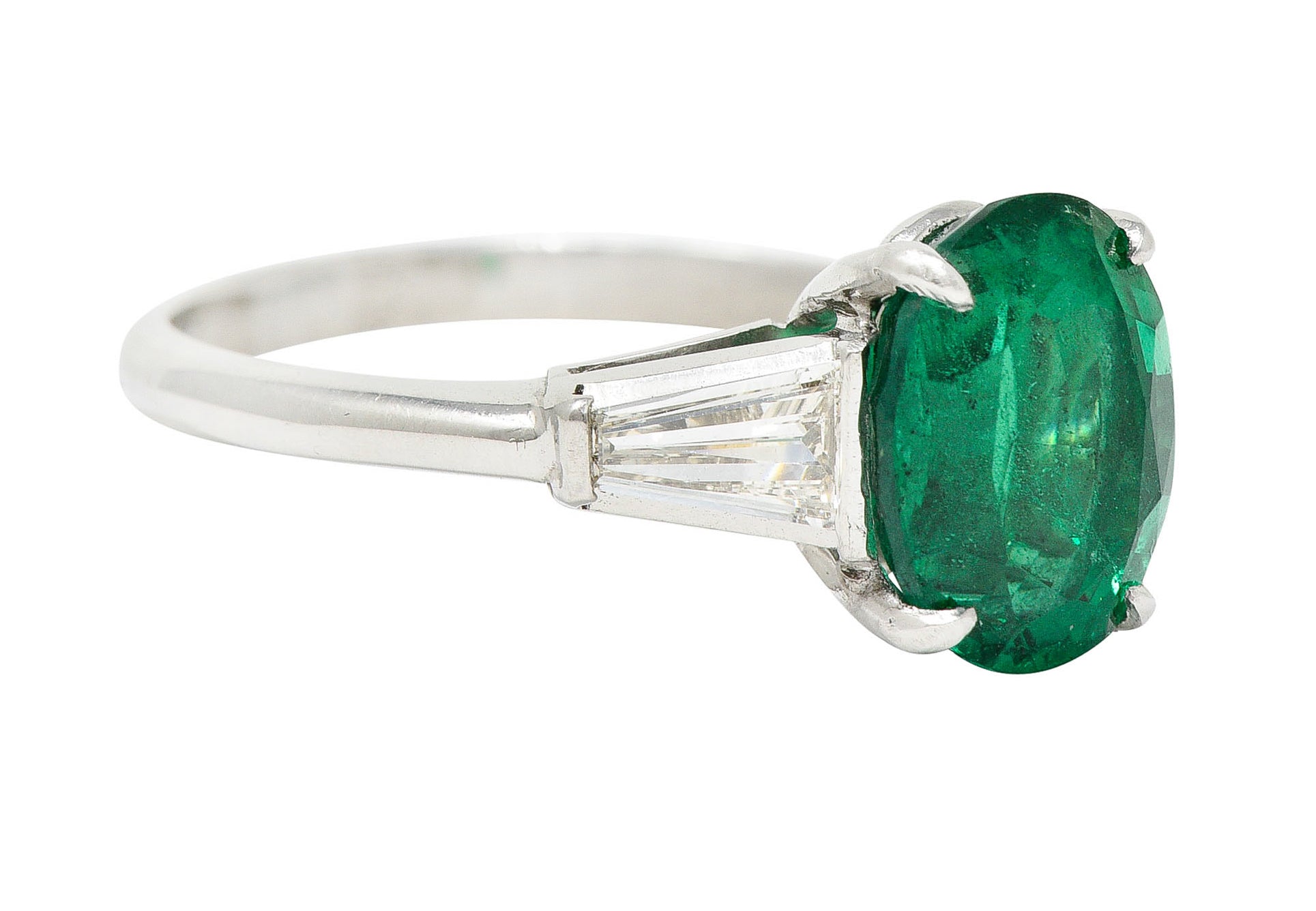 1950's Mid-Century 3.19 CTW Emerald Diamond Platinum RingRing - Wilson's Estate Jewelry