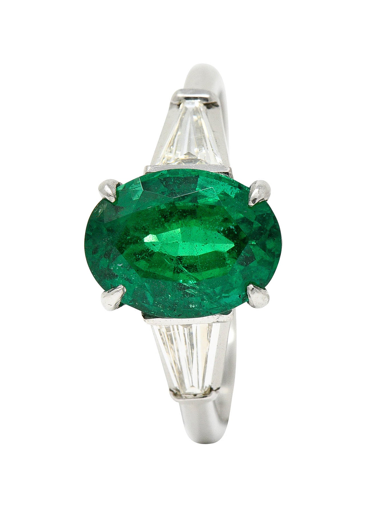 1950's Mid-Century 3.19 CTW Emerald Diamond Platinum RingRing - Wilson's Estate Jewelry