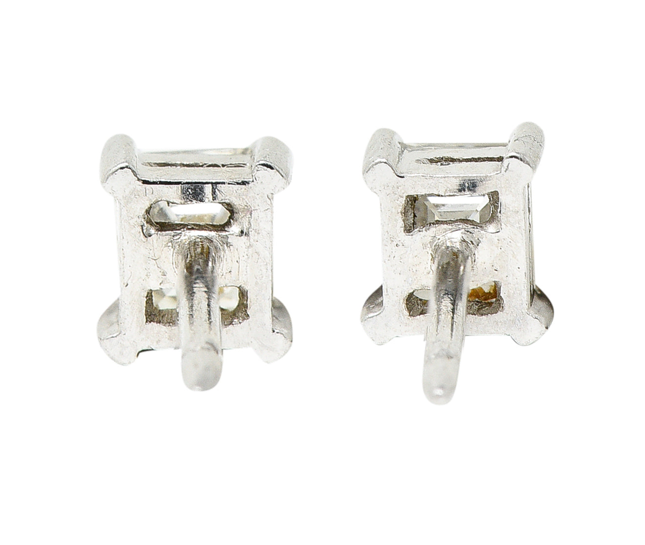 .11111 Contemporary 0.58 CTW Step Cut Diamond 18 Karat White Gold Stud Earrings Wilson's Estate Jewelry