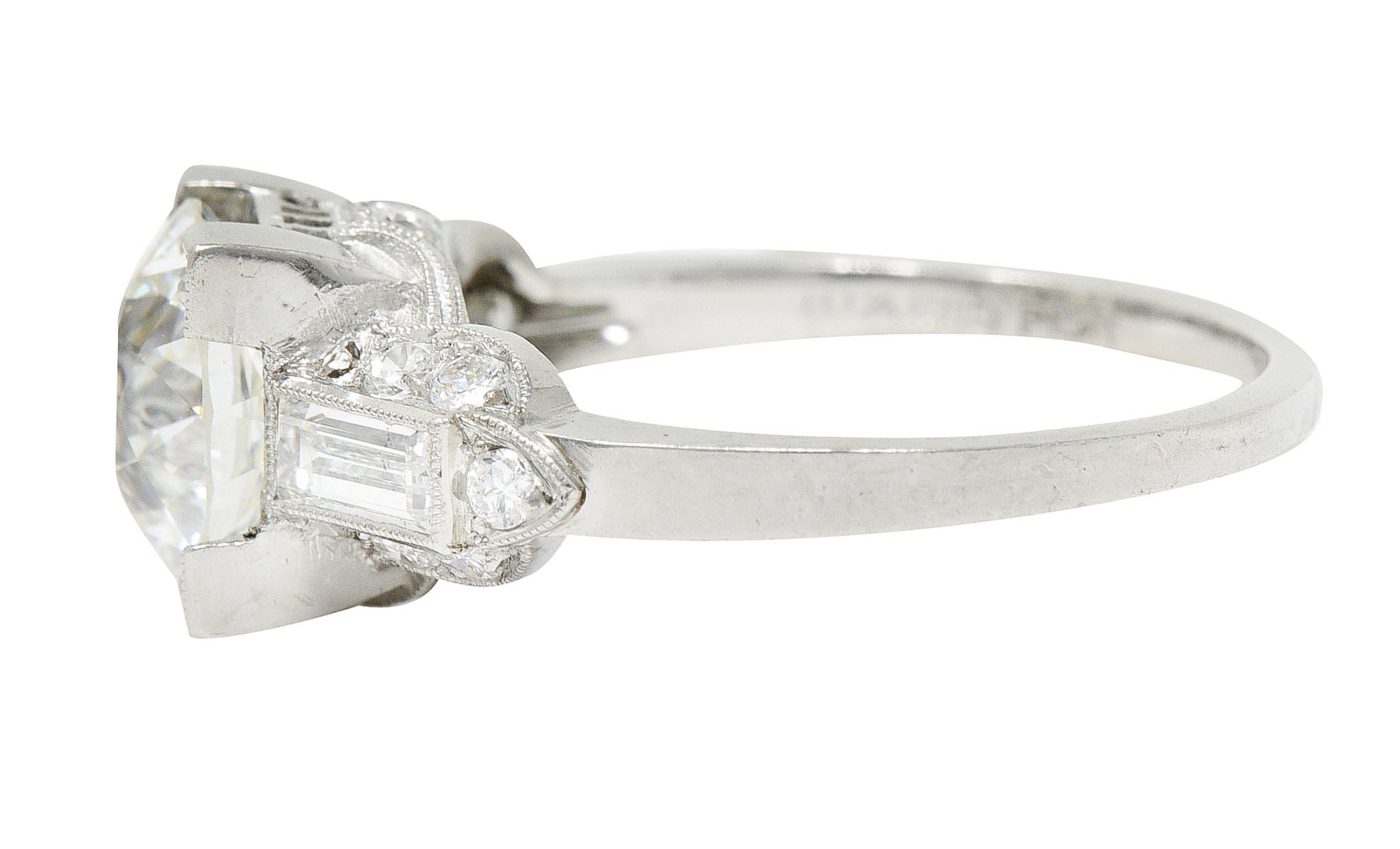 Art Deco 2.61 CTW Diamond Platinum Engagement Ring GIARing - Wilson's Estate Jewelry