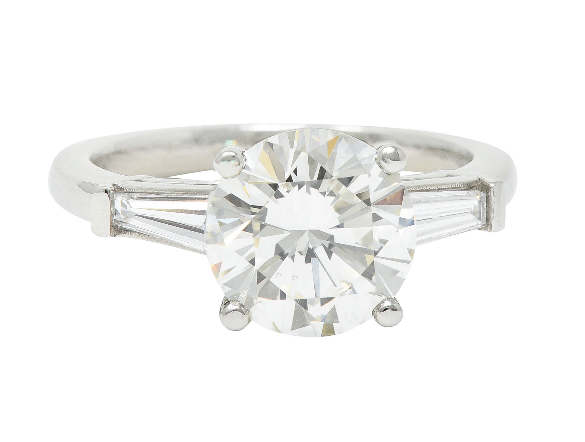 1950's Mid-Century 2.73 CTW Diamond Platinum Engagement Ring GIARing - Wilson's Estate Jewelry