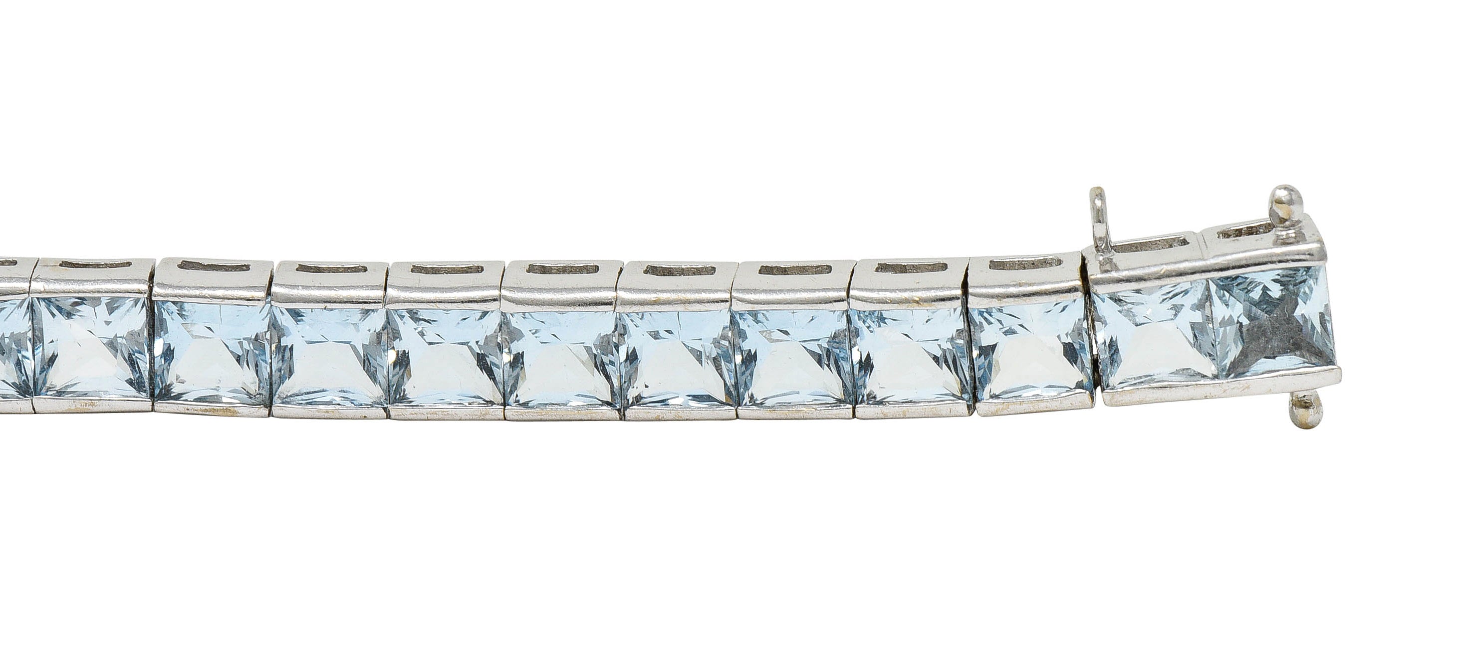 Art Deco 12.00 CTW Aquamarine 18 Karat White Gold Line Braceletbracelet - Wilson's Estate Jewelry