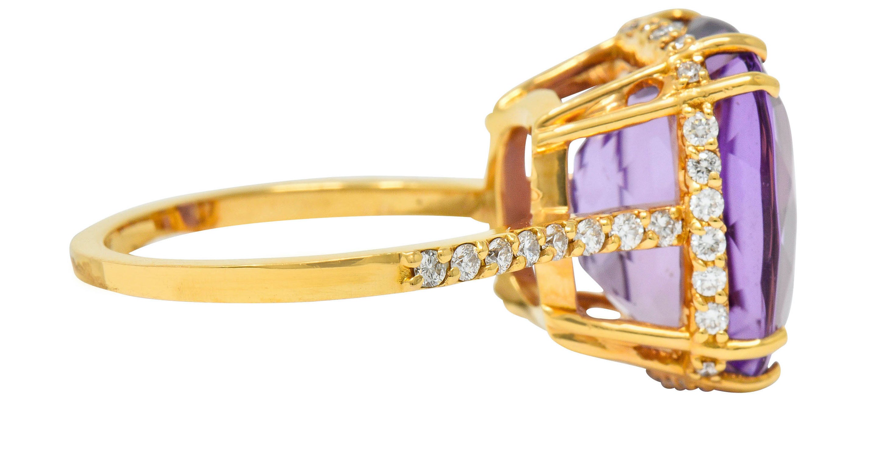 Amethyst Diamond 20 Karat Rose Gold Cocktail RingRing - Wilson's Estate Jewelry