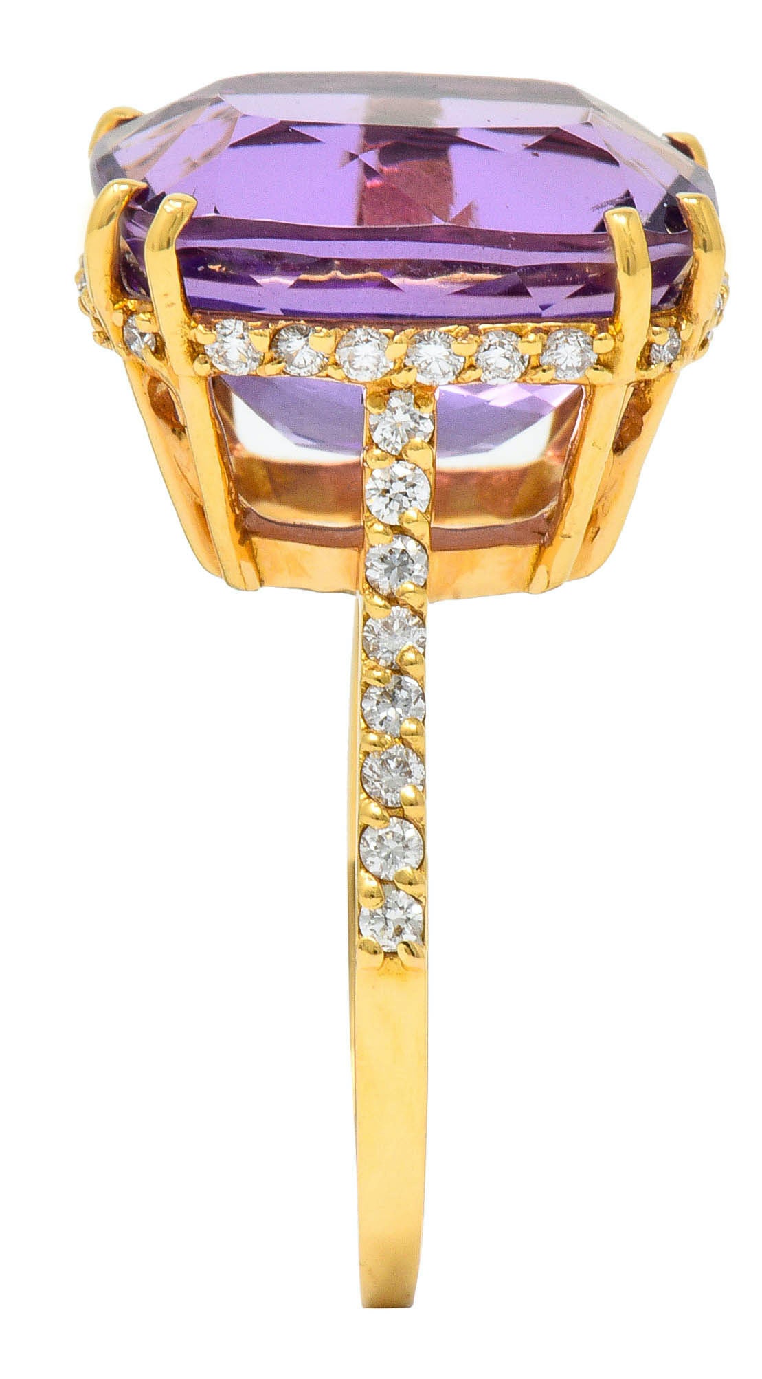 Amethyst Diamond 20 Karat Rose Gold Cocktail RingRing - Wilson's Estate Jewelry