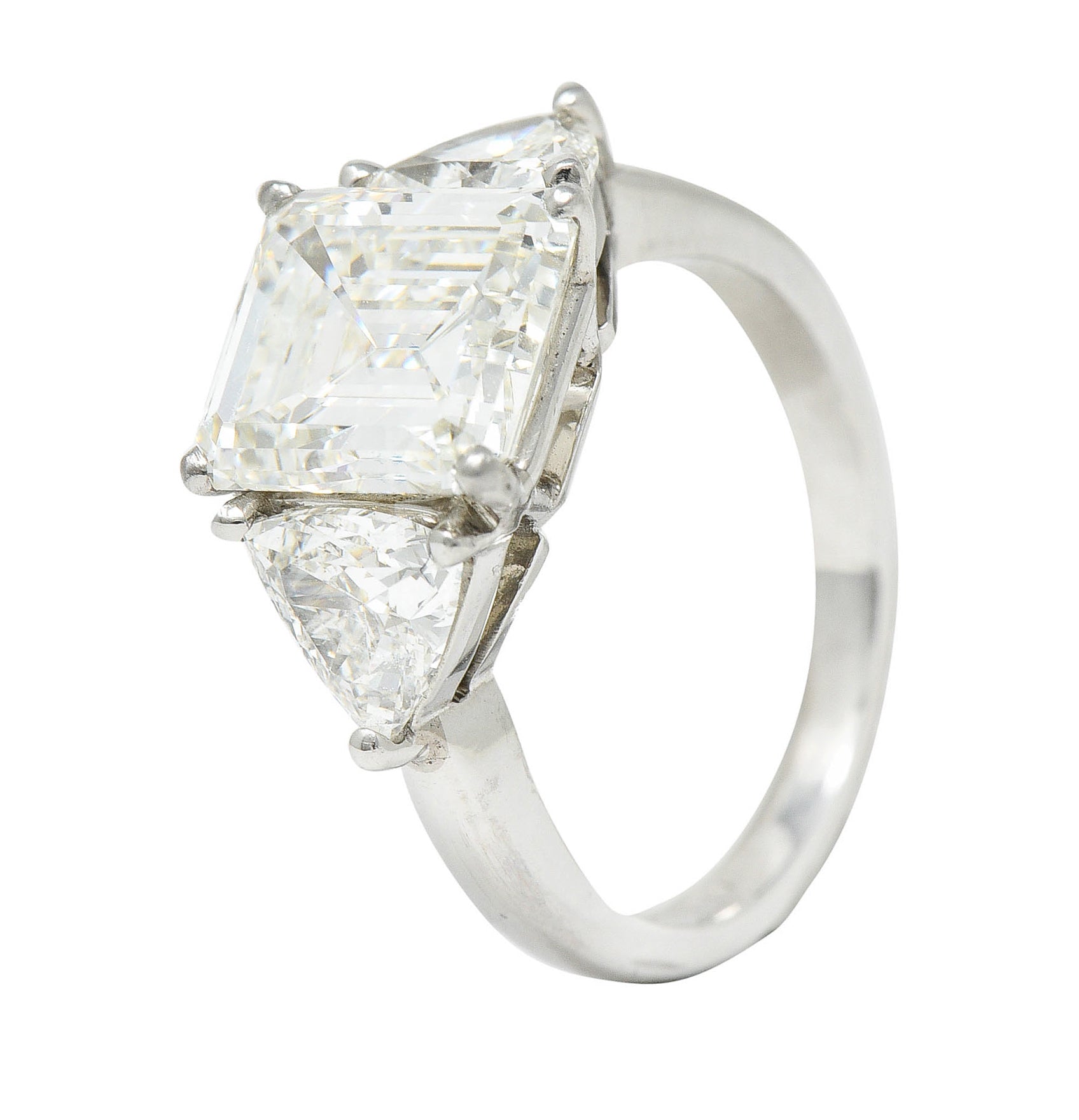 Mid-Century 3.70 CTW Emerald Cut Diamond Platinum Engagement Ring GIARing - Wilson's Estate Jewelry