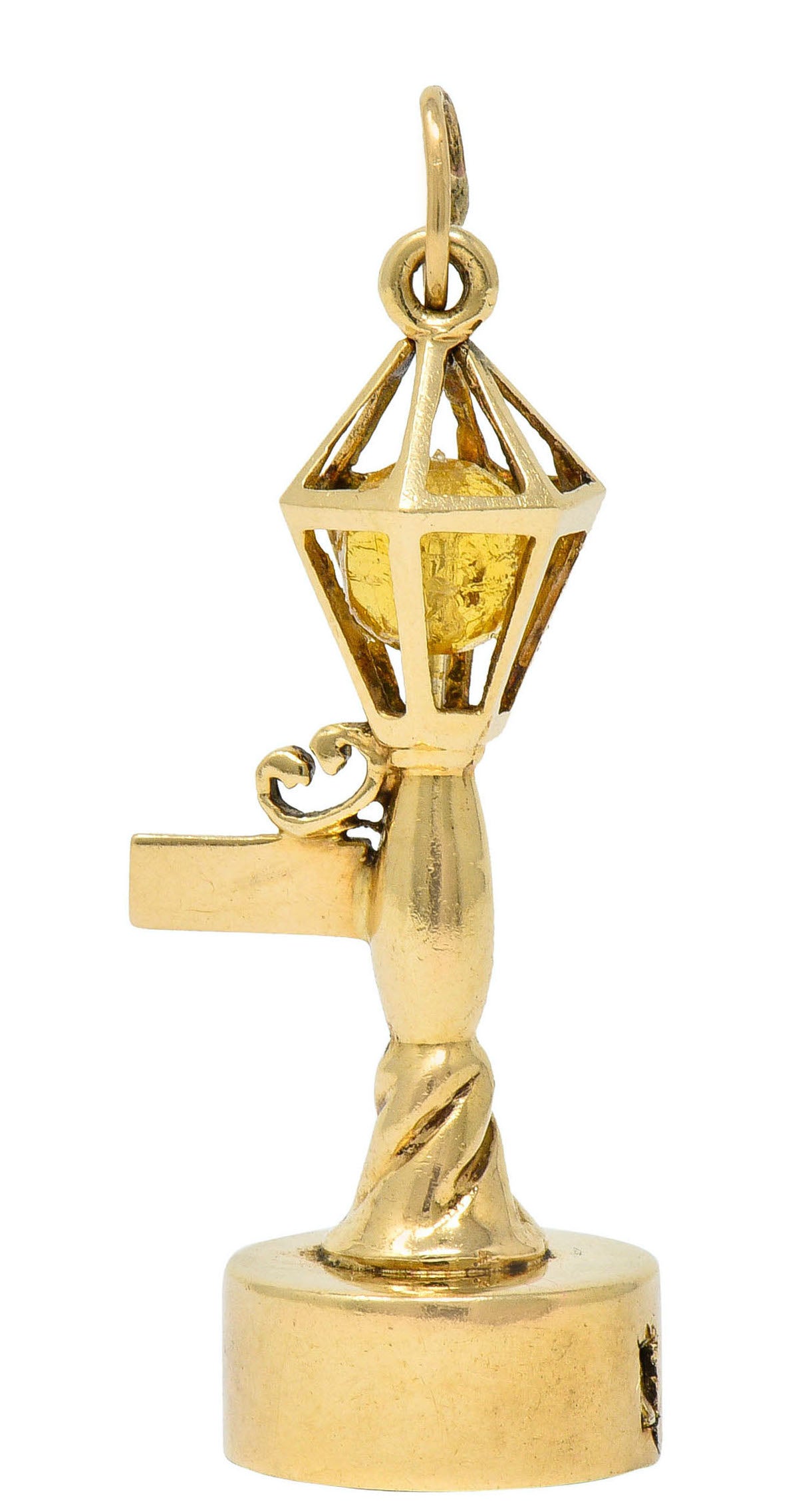 1960's Litacharm Inc. Vintage 14 Karat Gold Lamp Post Pendant Charmcharm - Wilson's Estate Jewelry