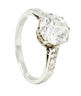 Edwardian Old European Cut 2.68 CTW Diamond Platinum Antique Engagement Ring GIA Wilson's Estate Jewelry
