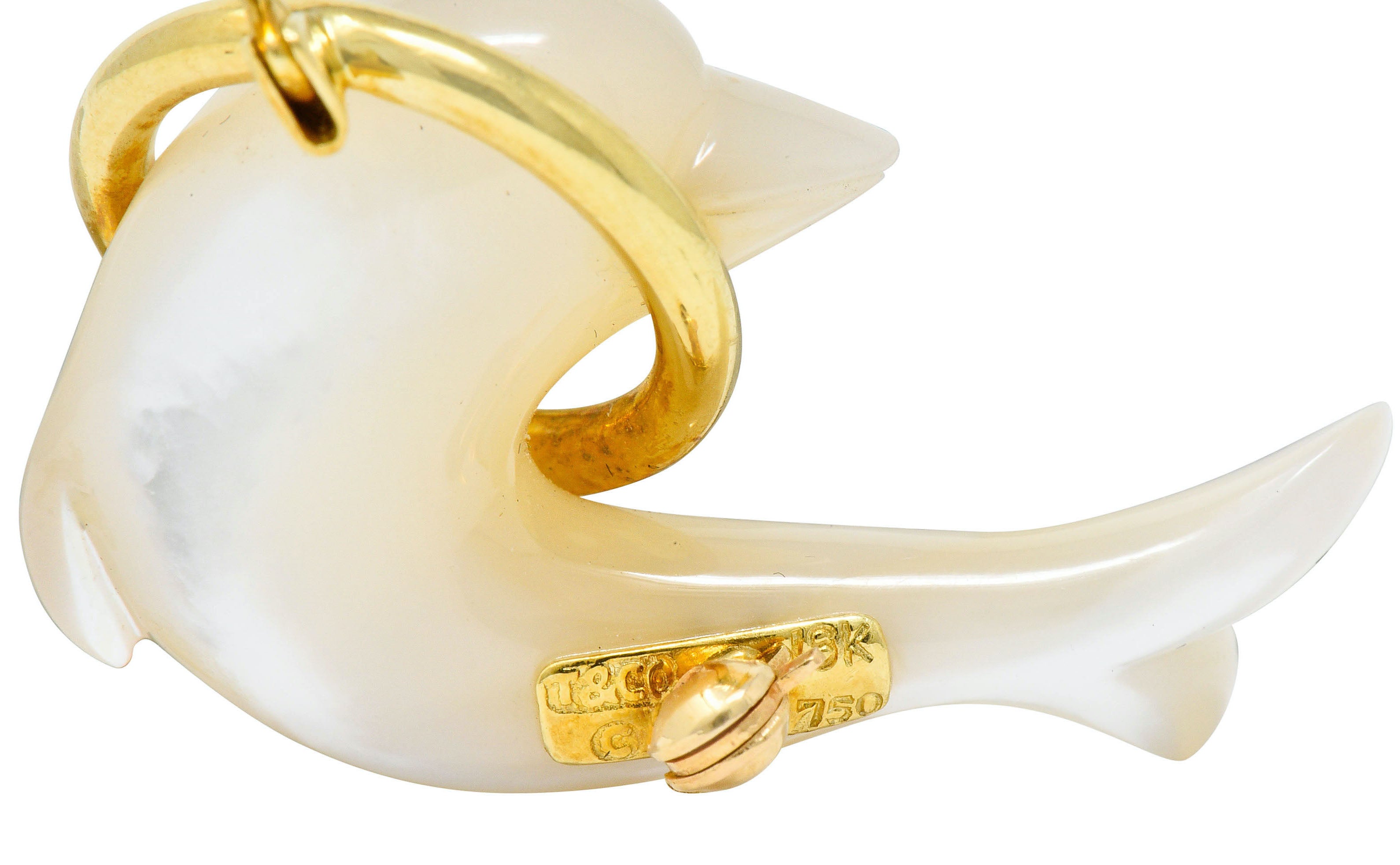 Tiffany & Co. Mother-Of-Pearl 18 Karat Gold Dolphin BroochBrooch - Wilson's Estate Jewelry