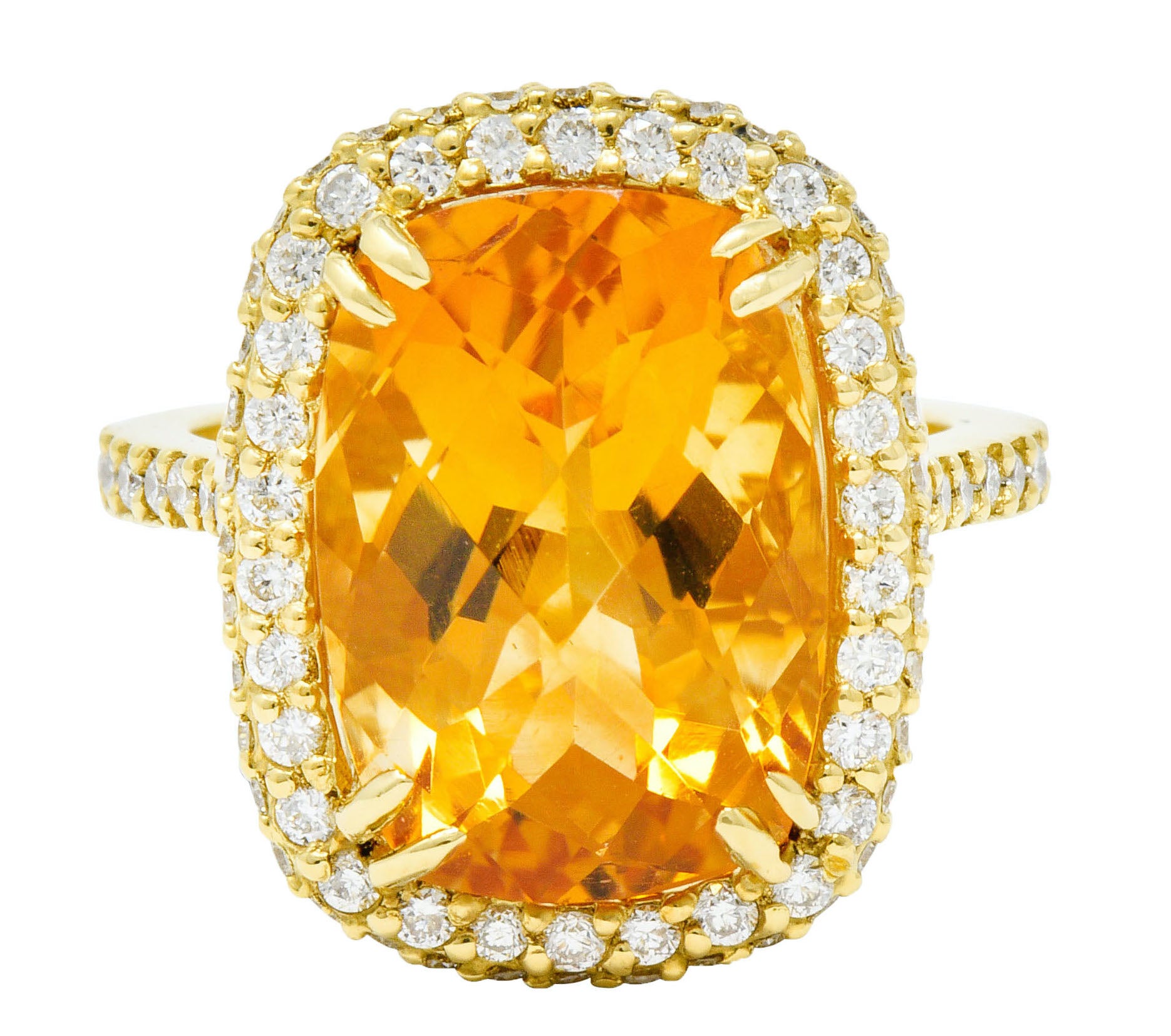 Sunny Citrine Diamond 18 Karat Gold Cocktail RingRing - Wilson's Estate Jewelry