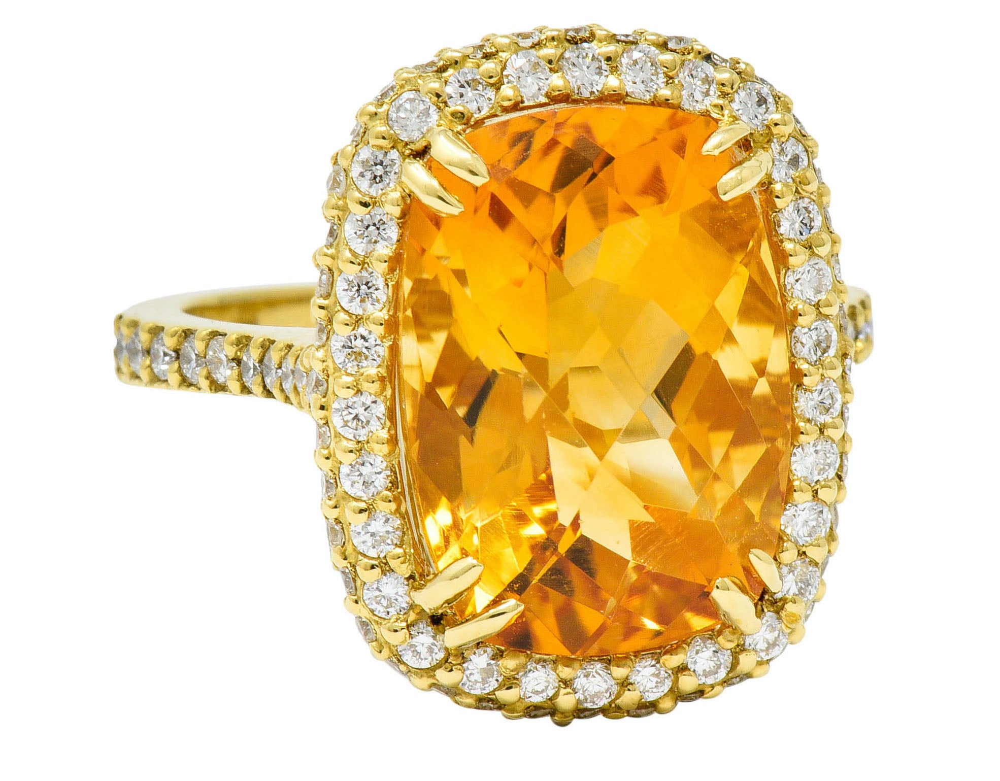 Sunny Citrine Diamond 18 Karat Gold Cocktail RingRing - Wilson's Estate Jewelry