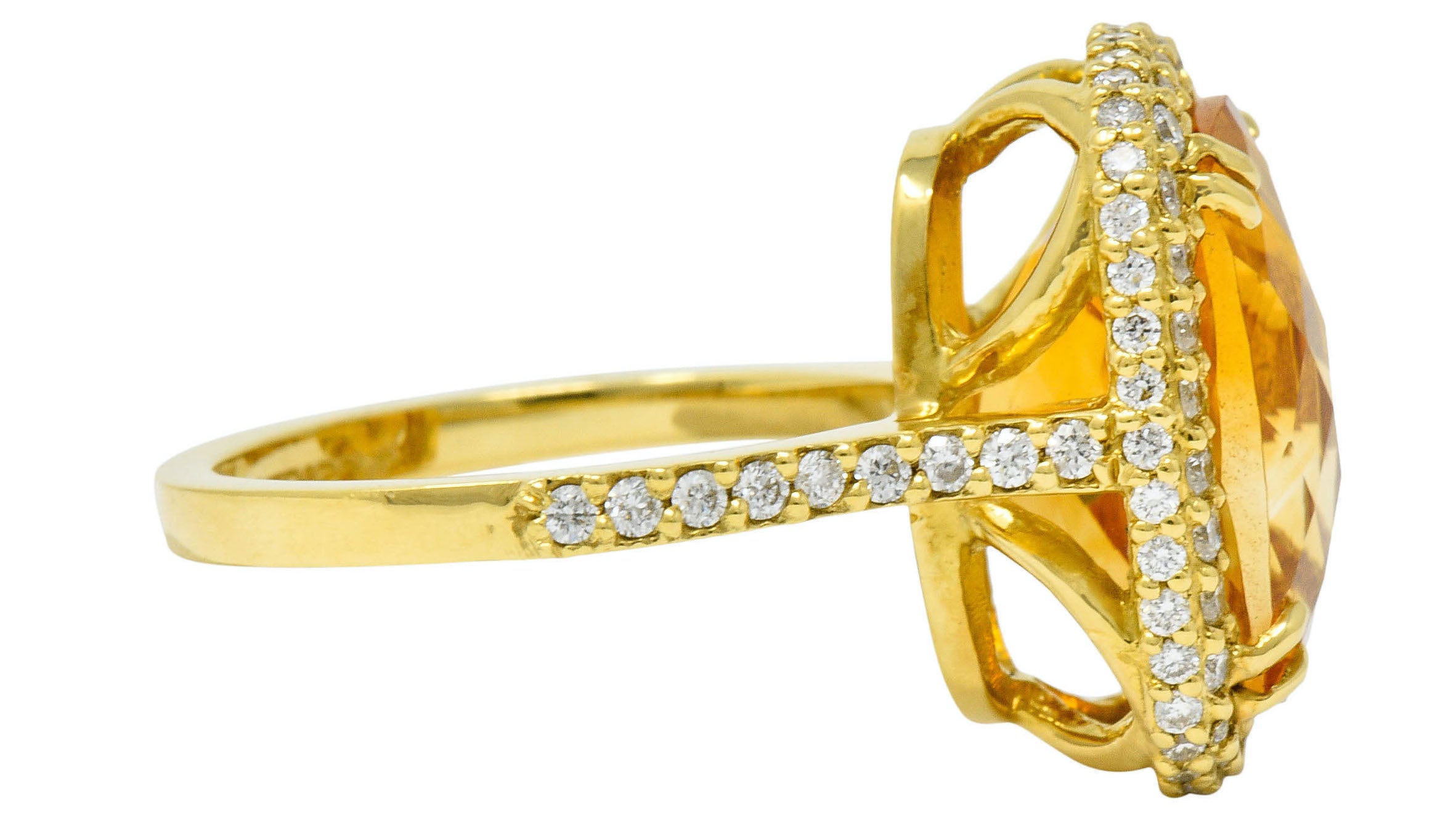 Sunny Citrine Diamond 18 Karat Gold Cocktail RingRing - Wilson's Estate Jewelry