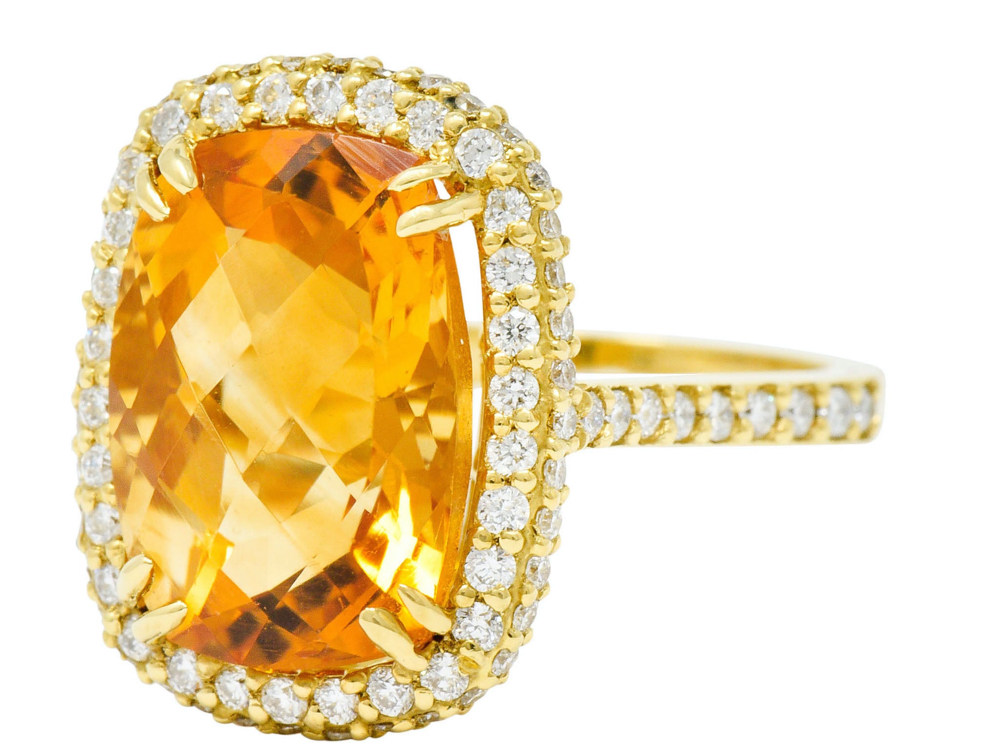 Sunny Citrine Diamond 18 Karat Gold Cocktail RingRing - Wilson's Estate Jewelry