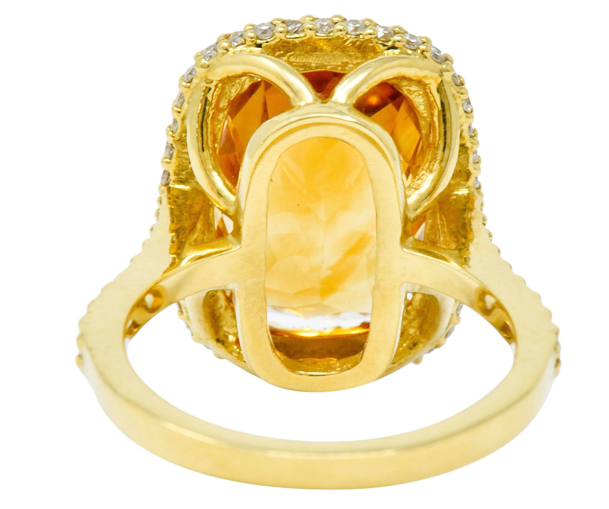 Sunny Citrine Diamond 18 Karat Gold Cocktail RingRing - Wilson's Estate Jewelry