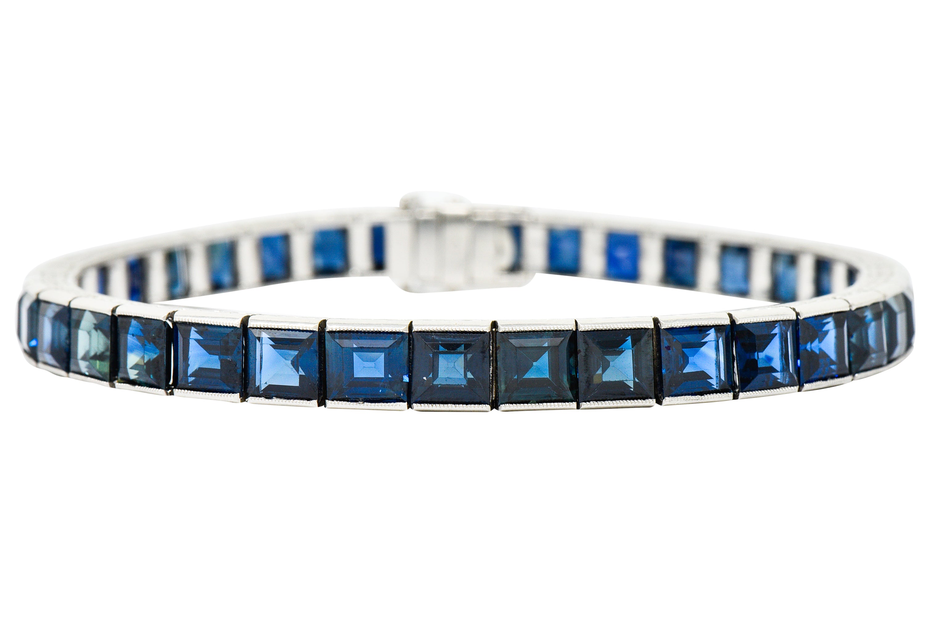 Art Deco 24.05 CTW No Heat Australian Sapphire Platinum Line Bracelet GIAbracelet - Wilson's Estate Jewelry