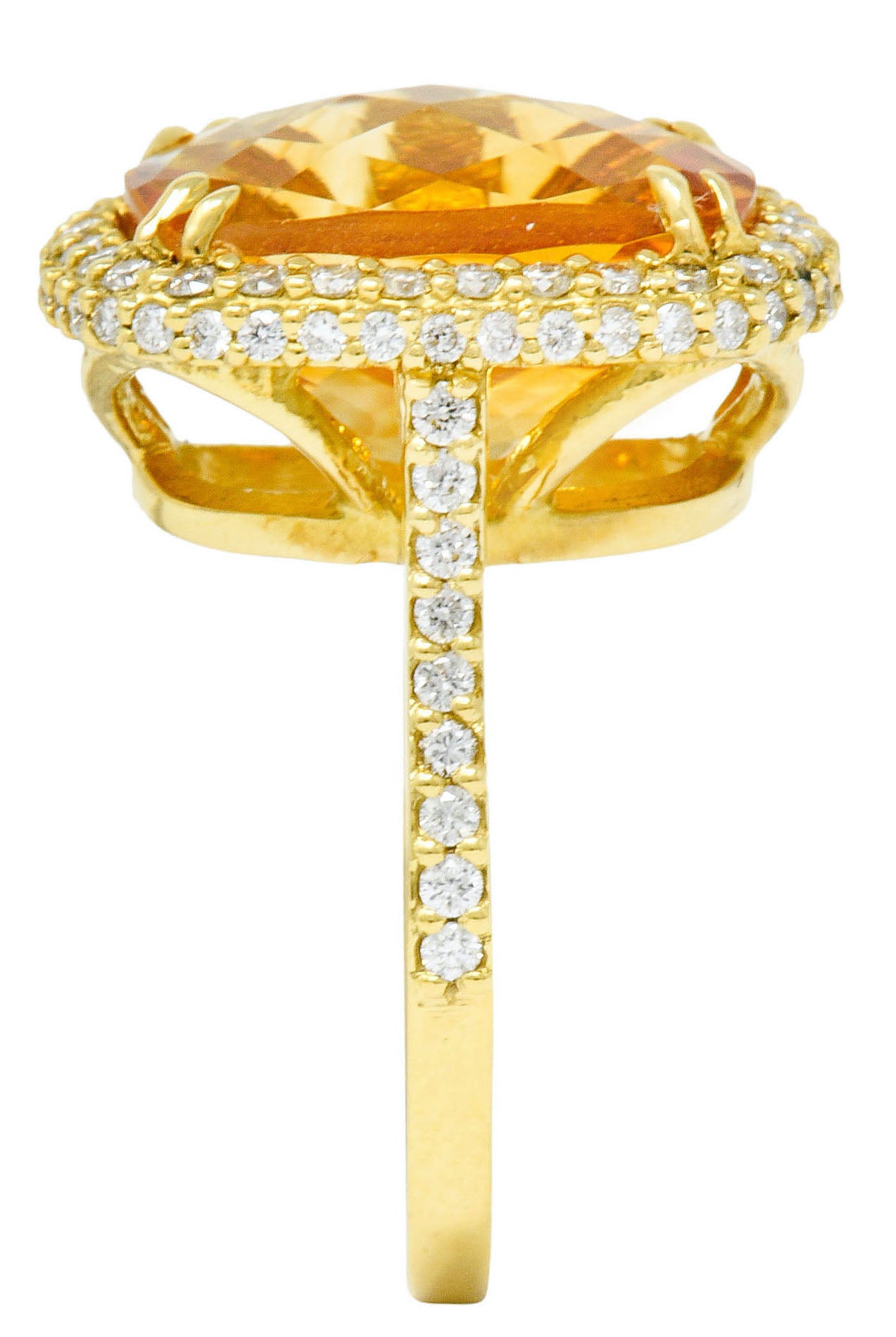 Sunny Citrine Diamond 18 Karat Gold Cocktail RingRing - Wilson's Estate Jewelry