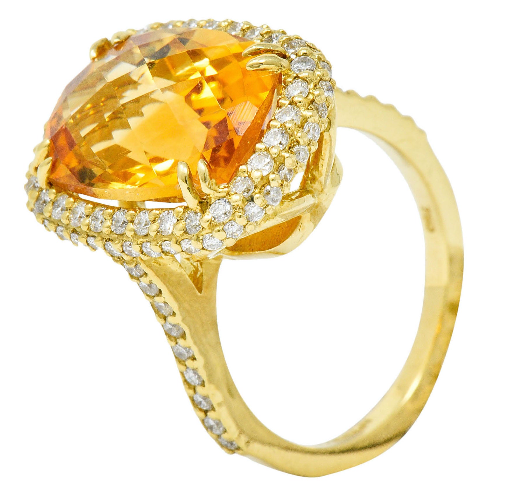 Sunny Citrine Diamond 18 Karat Gold Cocktail RingRing - Wilson's Estate Jewelry