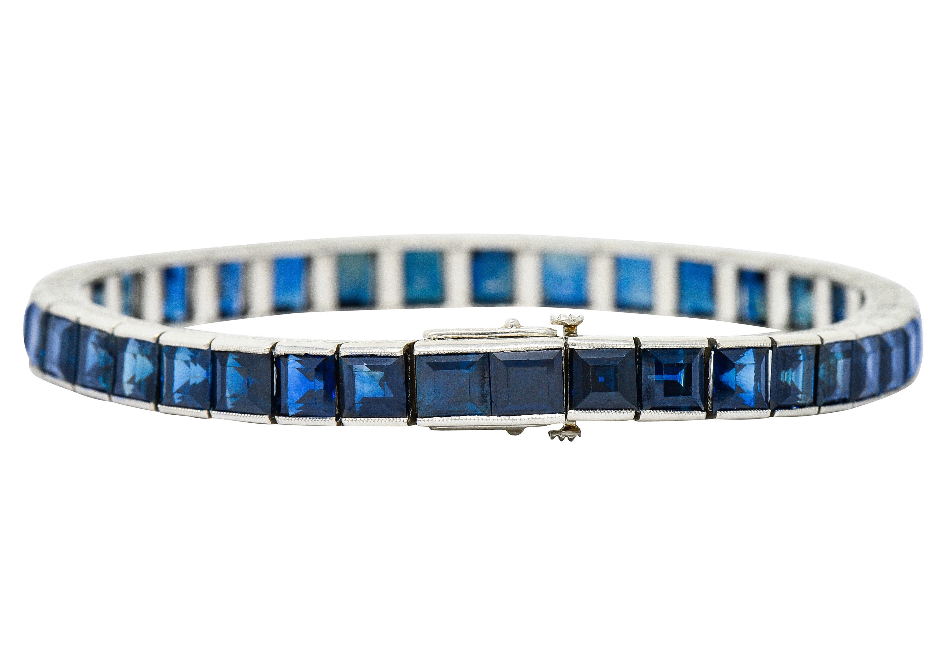 Art Deco 24.05 CTW No Heat Australian Sapphire Platinum Line Bracelet GIAbracelet - Wilson's Estate Jewelry