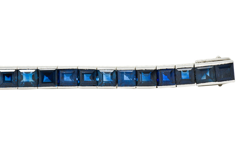 Art Deco 24.05 CTW No Heat Australian Sapphire Platinum Line Bracelet GIAbracelet - Wilson's Estate Jewelry