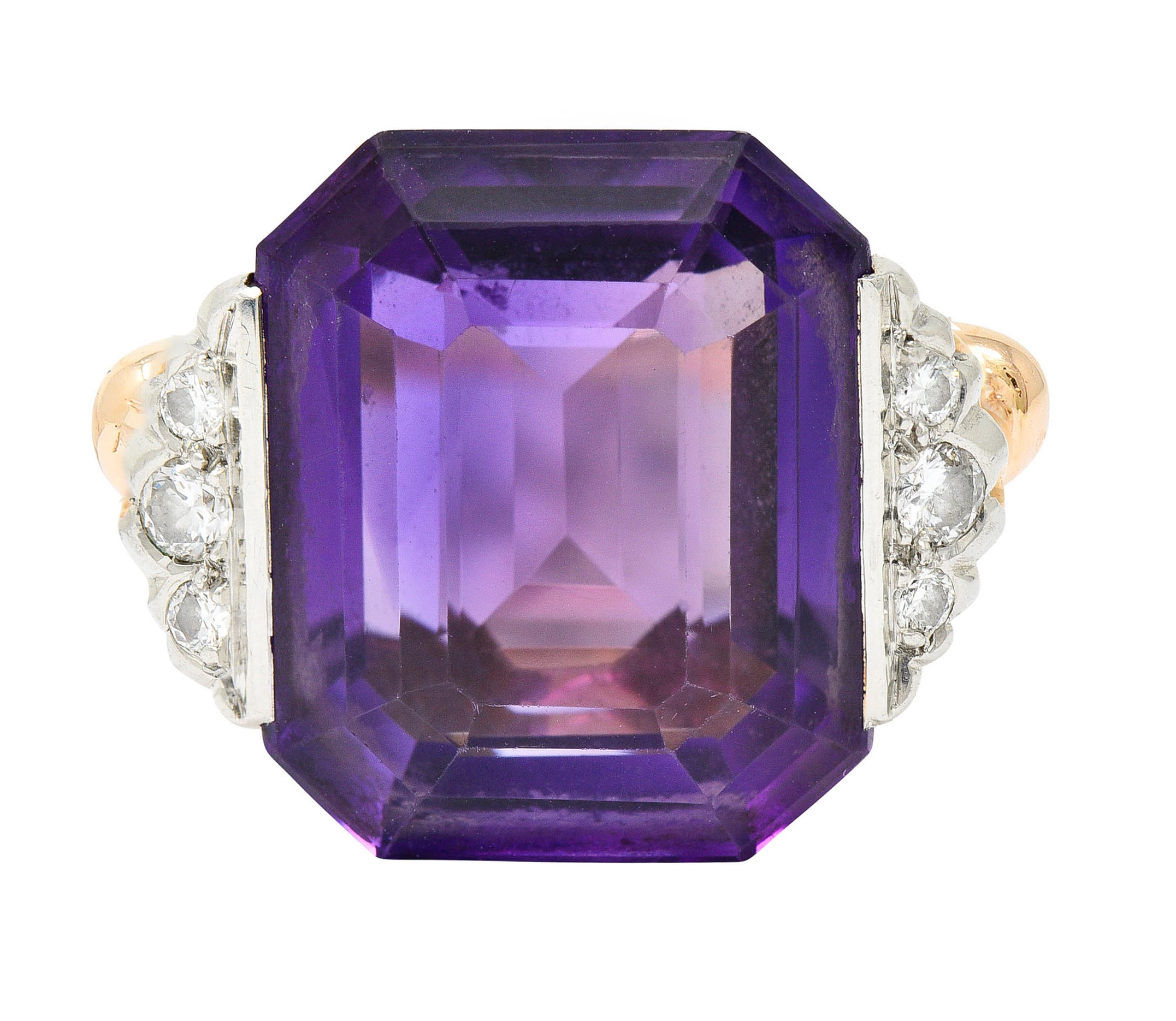 Felger Inc. Amethyst Diamond Platinum-Topped 14 Karat Gold Cocktail RingRing - Wilson's Estate Jewelry