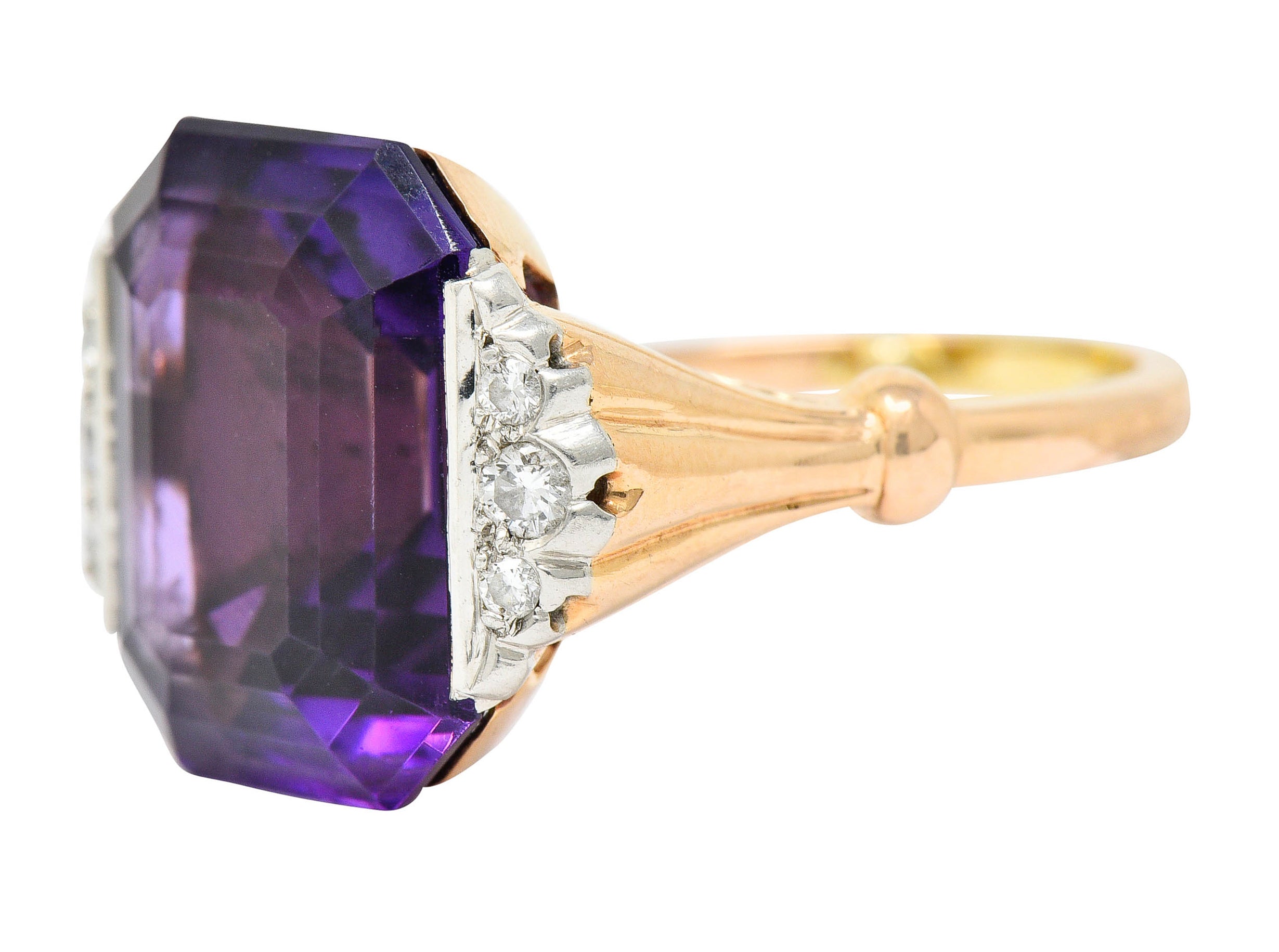 Felger Inc. Amethyst Diamond Platinum-Topped 14 Karat Gold Cocktail RingRing - Wilson's Estate Jewelry