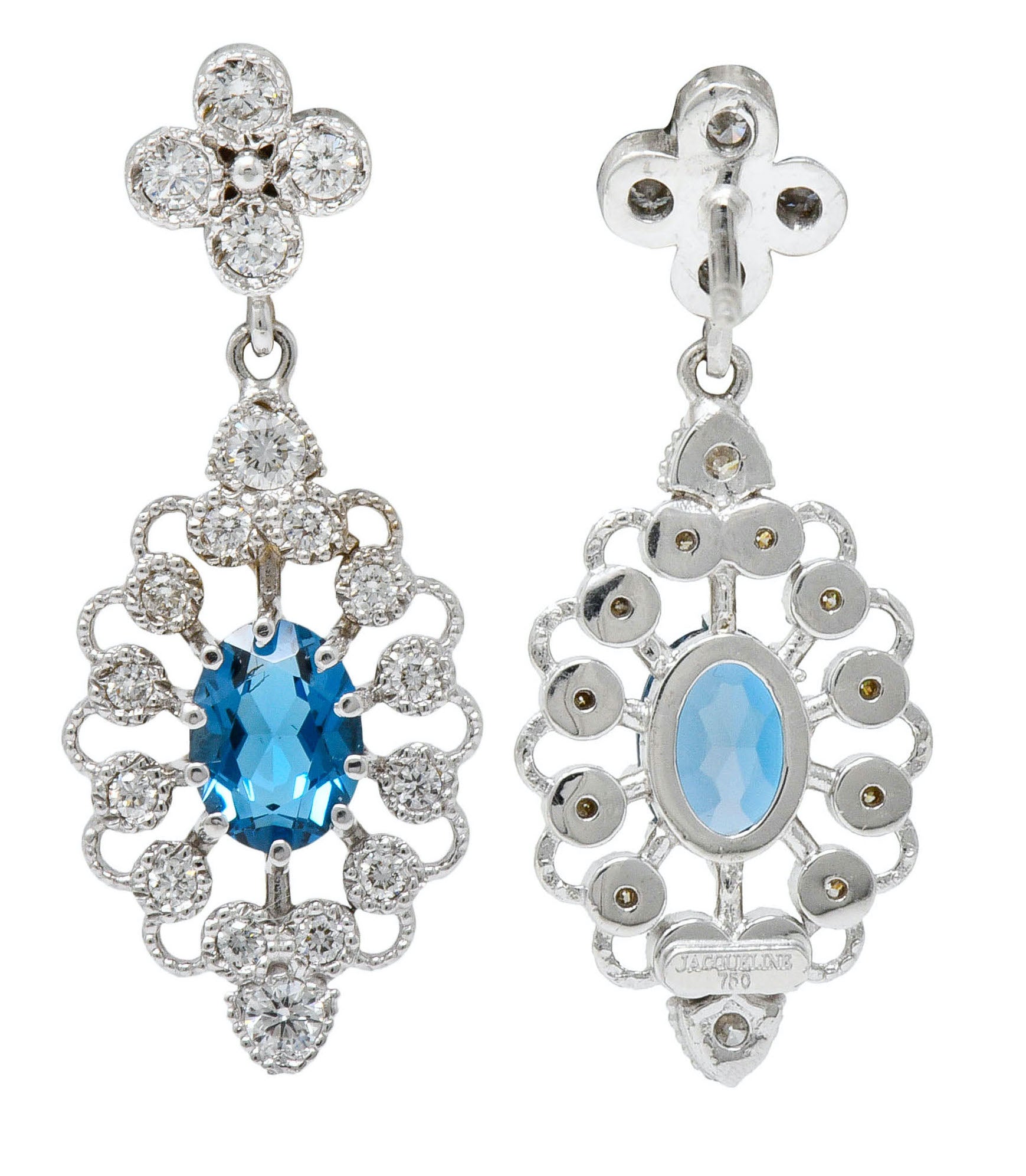 Fanciful London Blue Topaz Diamond 18 Karat Gold Drop EarringsEarrings - Wilson's Estate Jewelry