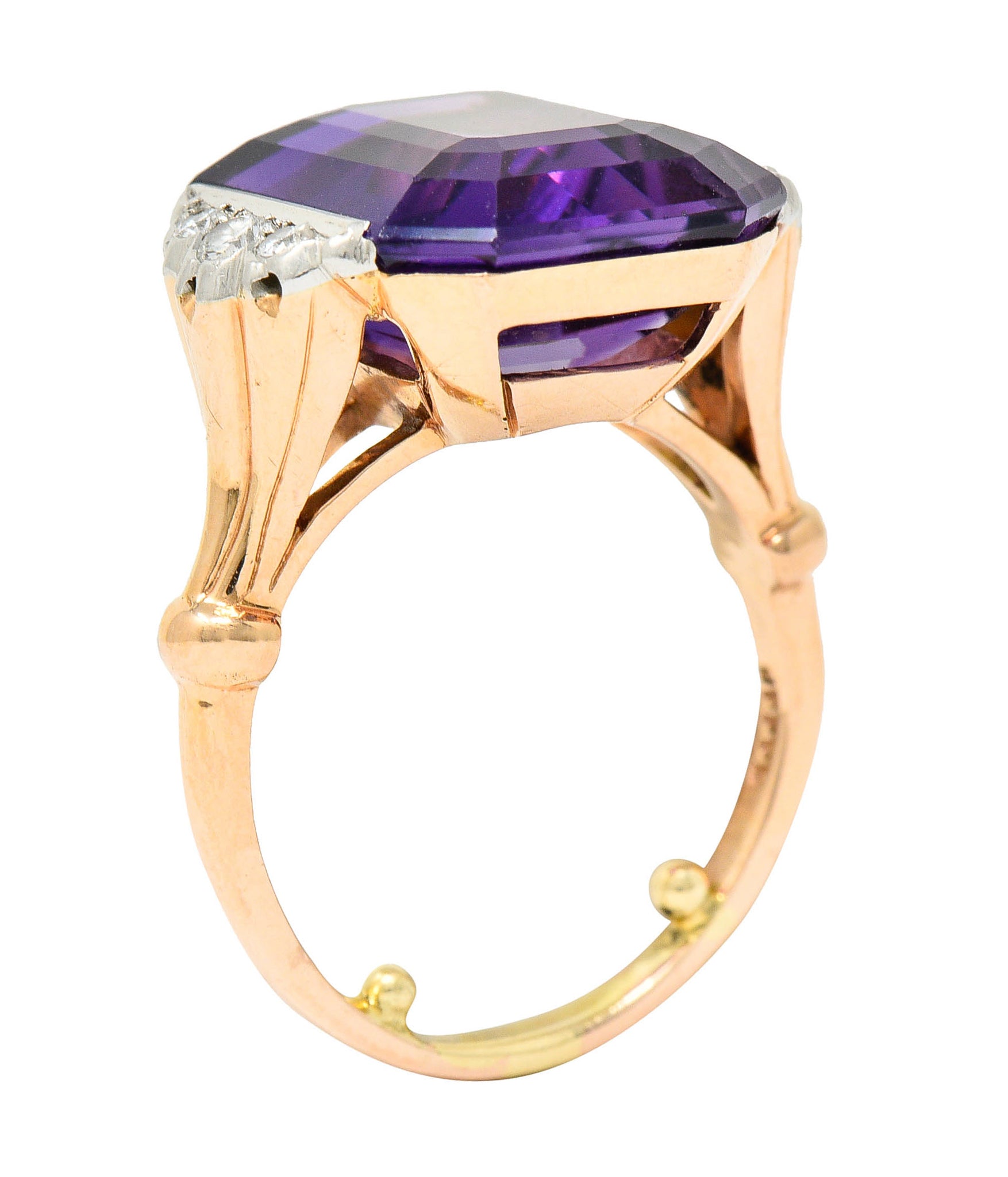 Felger Inc. Amethyst Diamond Platinum-Topped 14 Karat Gold Cocktail RingRing - Wilson's Estate Jewelry