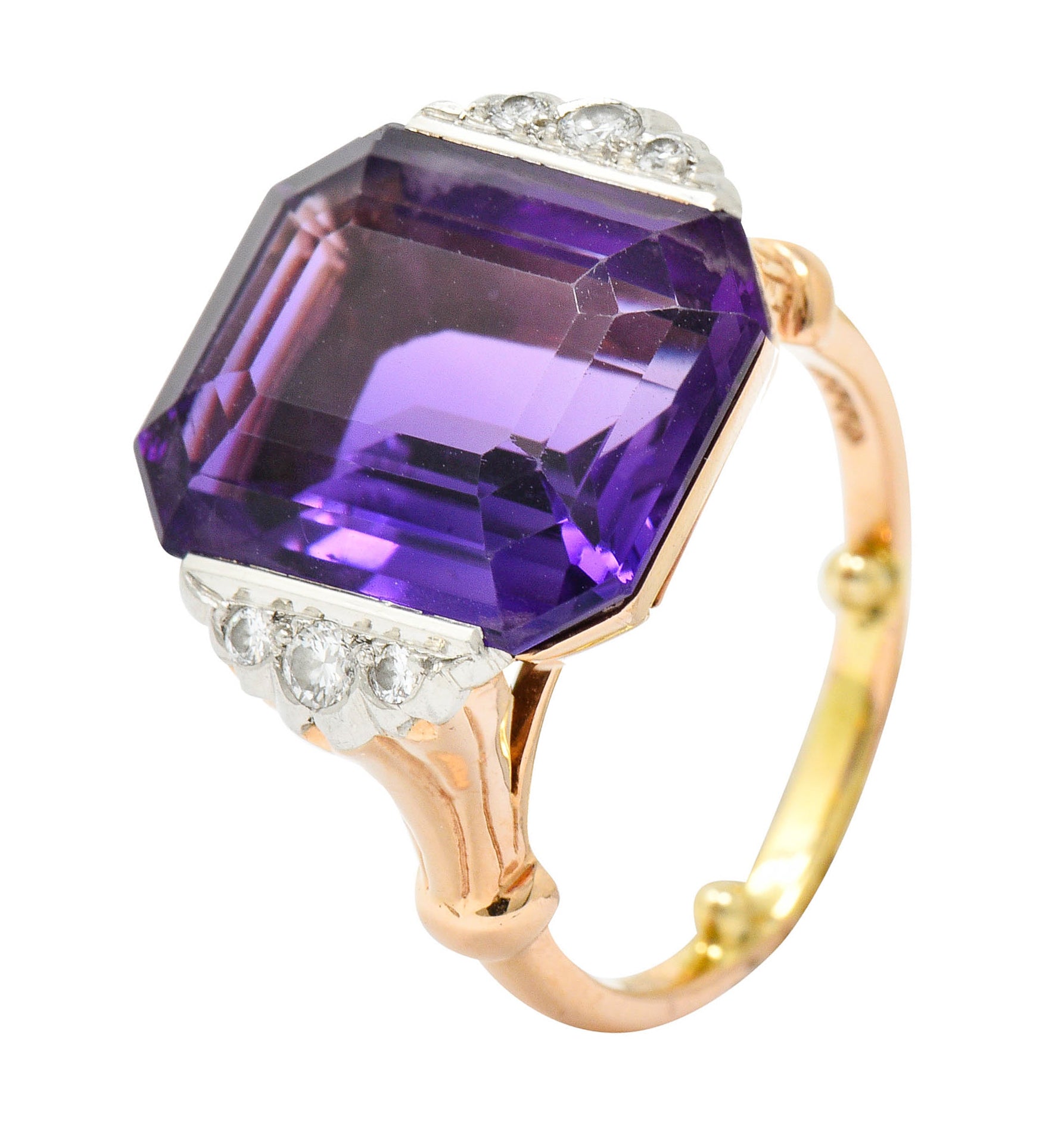 Felger Inc. Amethyst Diamond Platinum-Topped 14 Karat Gold Cocktail RingRing - Wilson's Estate Jewelry