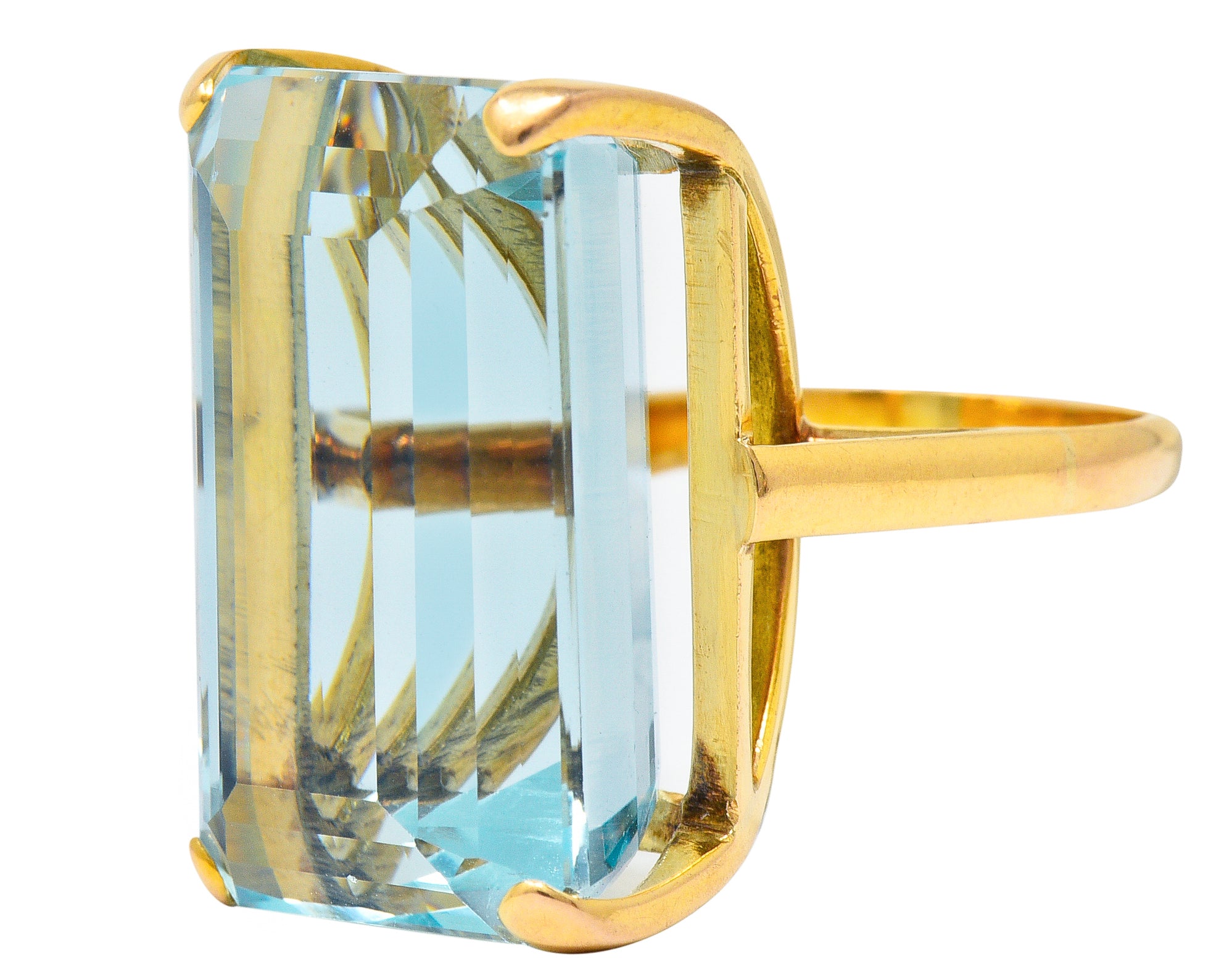 1960's Vintage 31.18 CTW Aquamarine 14 Karat Gold Statement RingRing - Wilson's Estate Jewelry