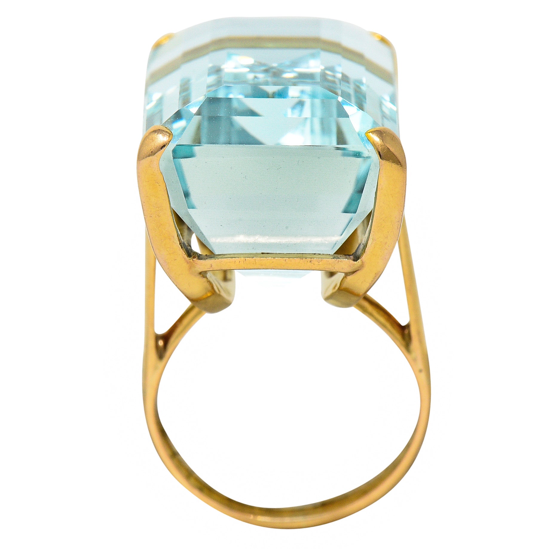 1960's Vintage 31.18 CTW Aquamarine 14 Karat Gold Statement RingRing - Wilson's Estate Jewelry